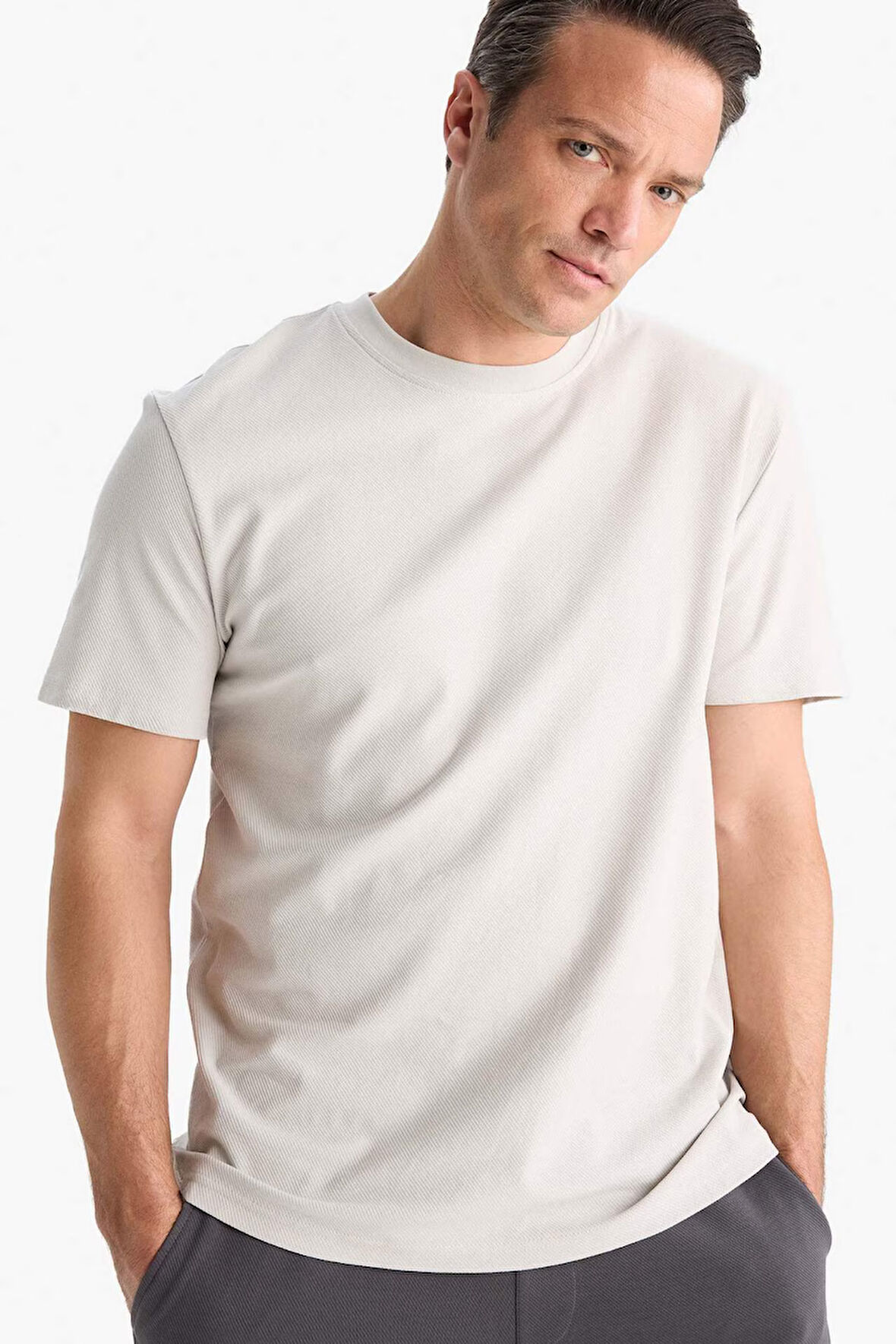 DeFacto %100 Pamuk Regular Fit Bisiklet Yaka Kısa Kollu Ağır Kumaş Tişört E2589AX25SMGR368