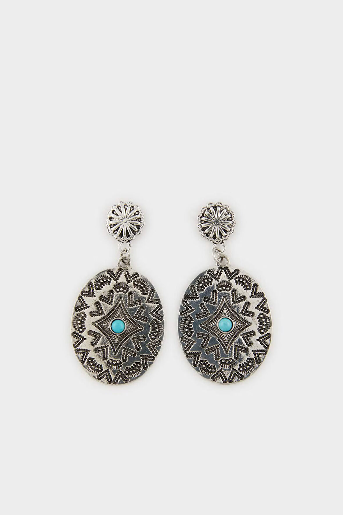Kadın Eskitme Mavi Taşlı Kadın Silver Küpe