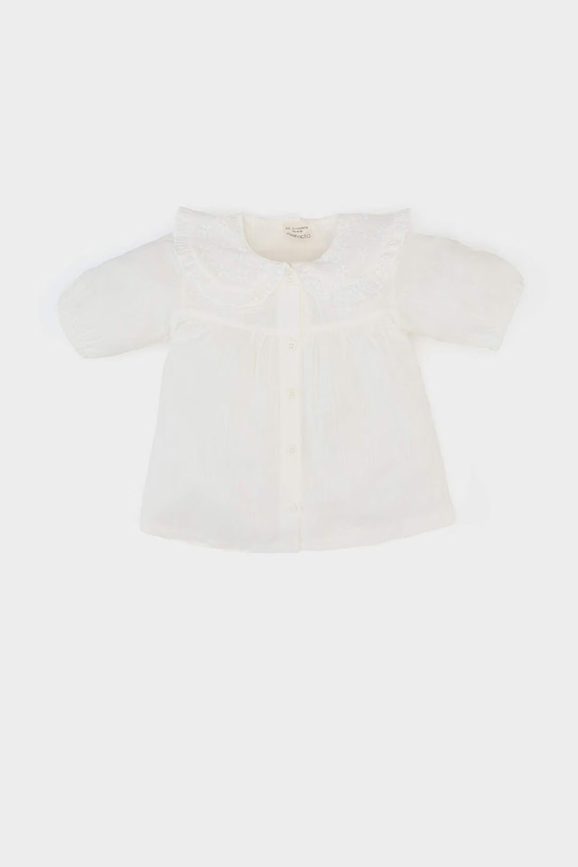 DeFacto Kız Bebek Dantel Yaka Flamlı Poplin Kısa Kollu Gömlek E8379A525SMWT32