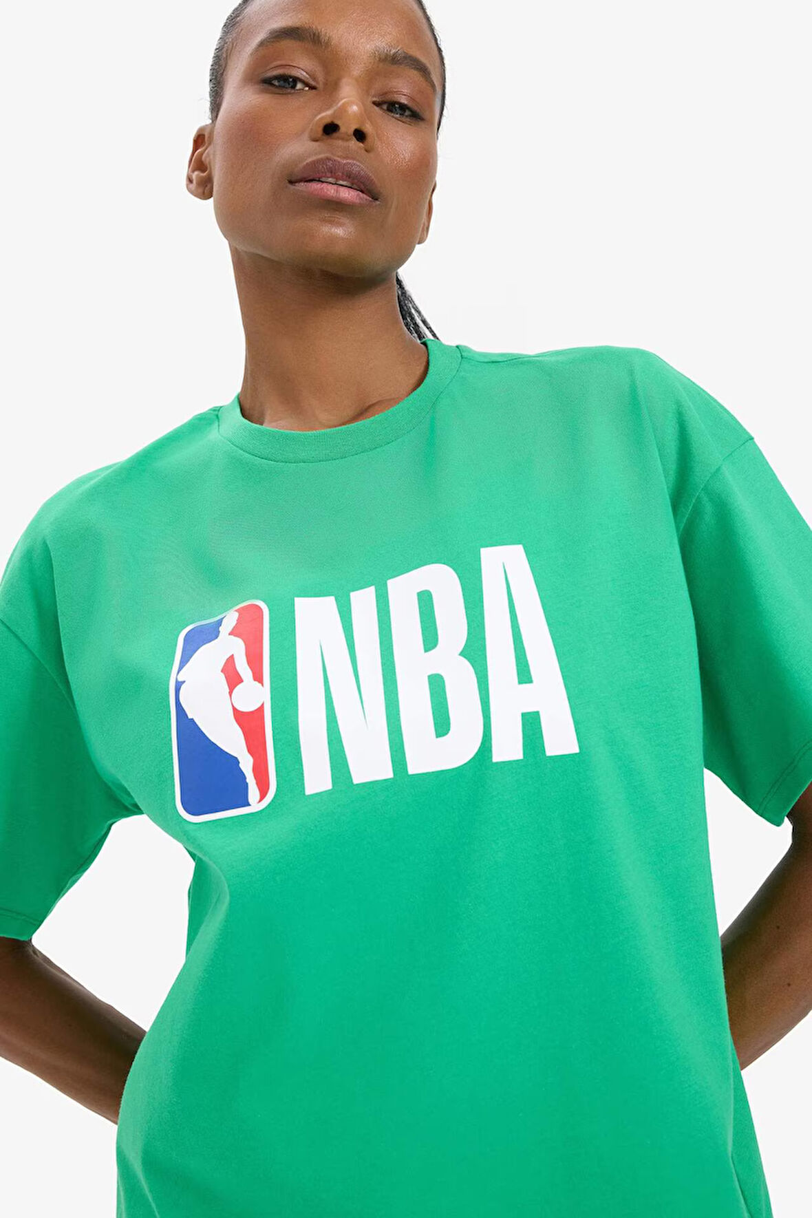 DeFactoFit NBA Wordmark Oversize Geniş Kalıp Bisiklet Yaka Kısa Kollu Tişört X2993AZ25SMGN689