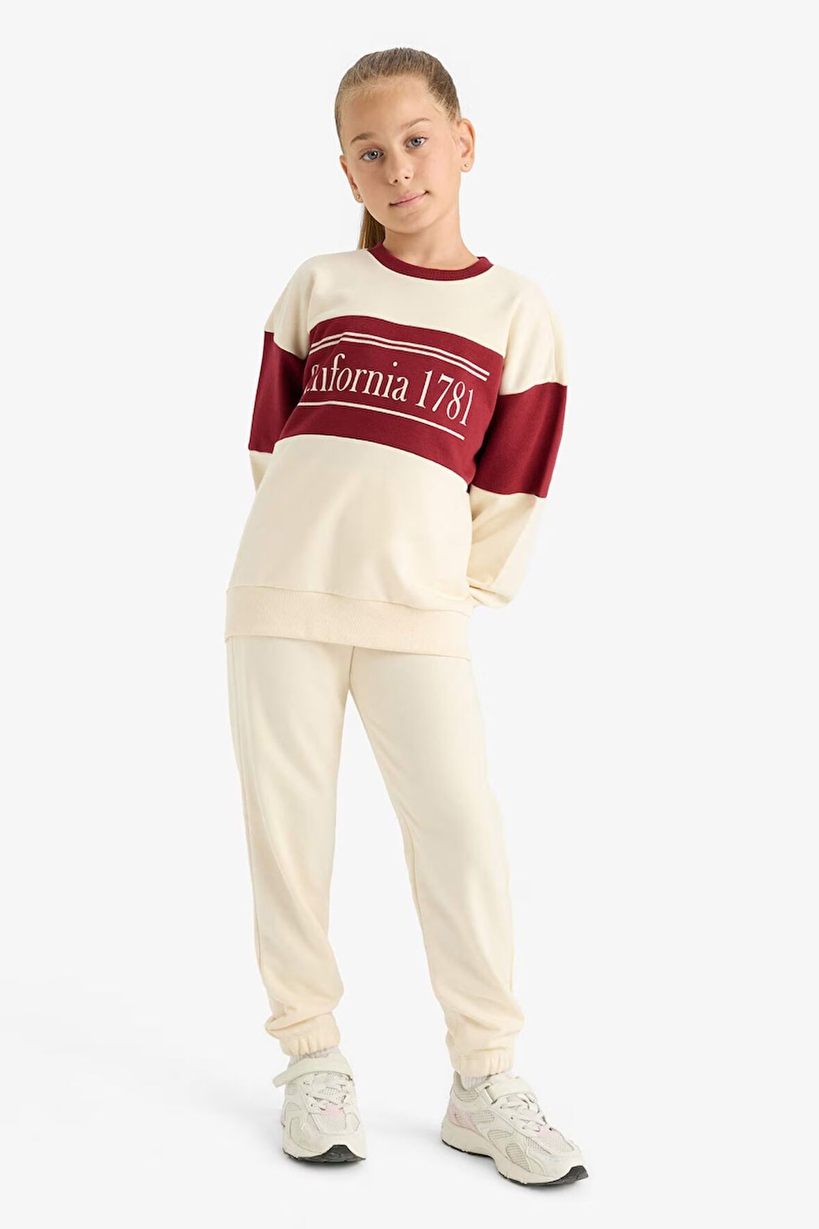 Kız Çocuk 2'li Takım Baskılı Sweatshirt Eşofman Altı