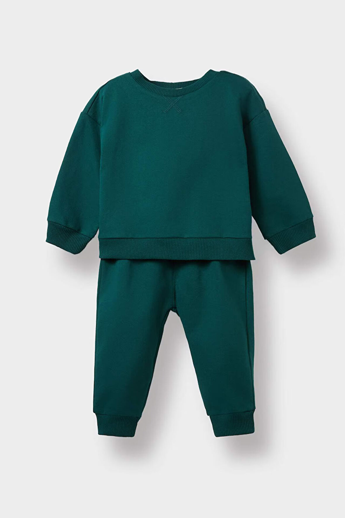 Erkek Bebek 2'li Takım Basic Düz Sweatshirt Eşofman Altı