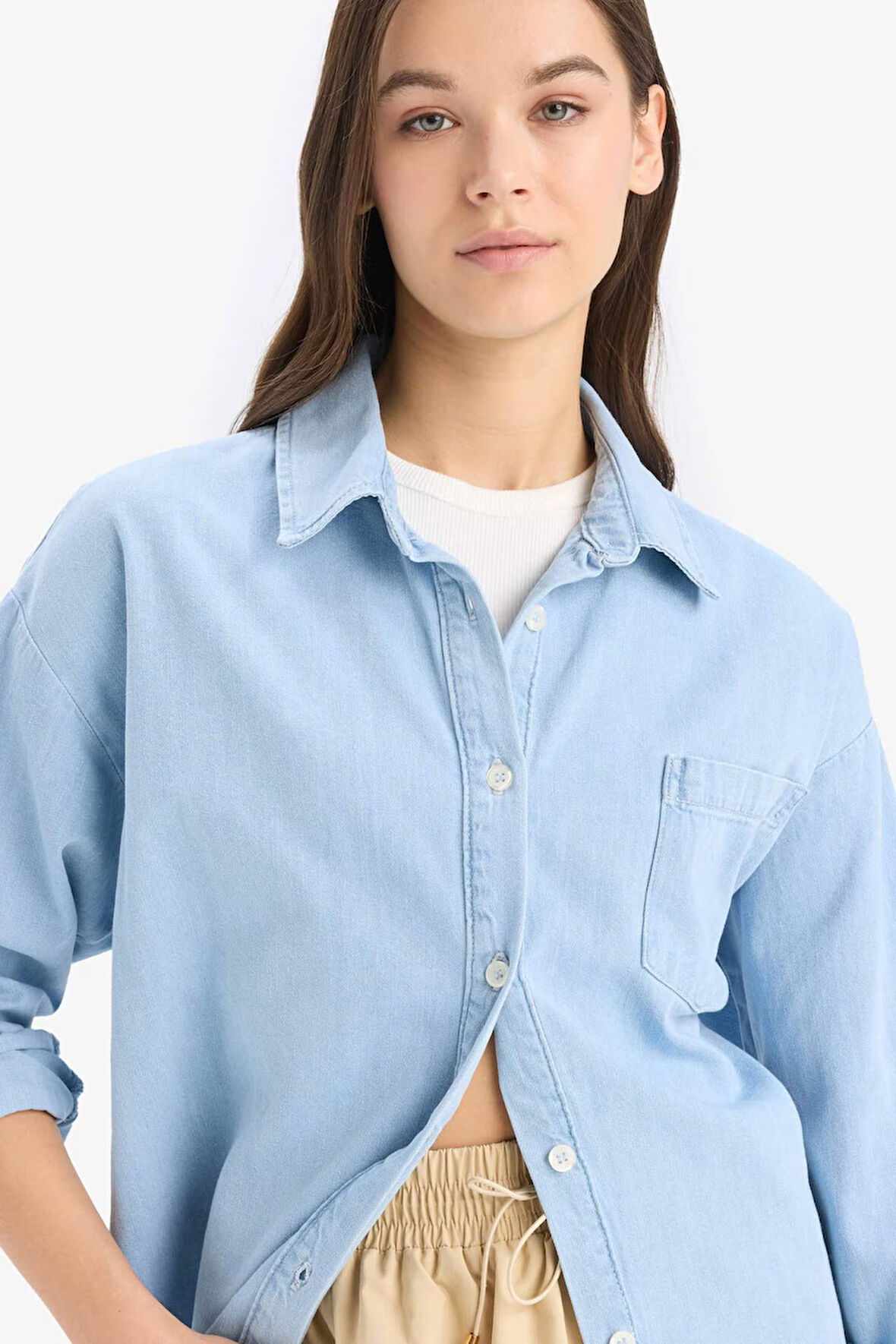 Oversize Geniş Kalıp Jean Gömlek