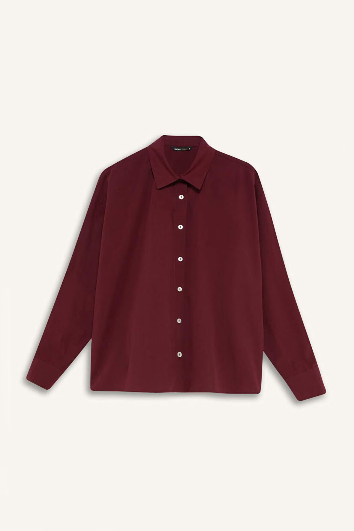 DeFacto Oversize Geniş Kalıp Poplin Basic Düz Uzun Kollu Gömlek E2677AX24WNBR98