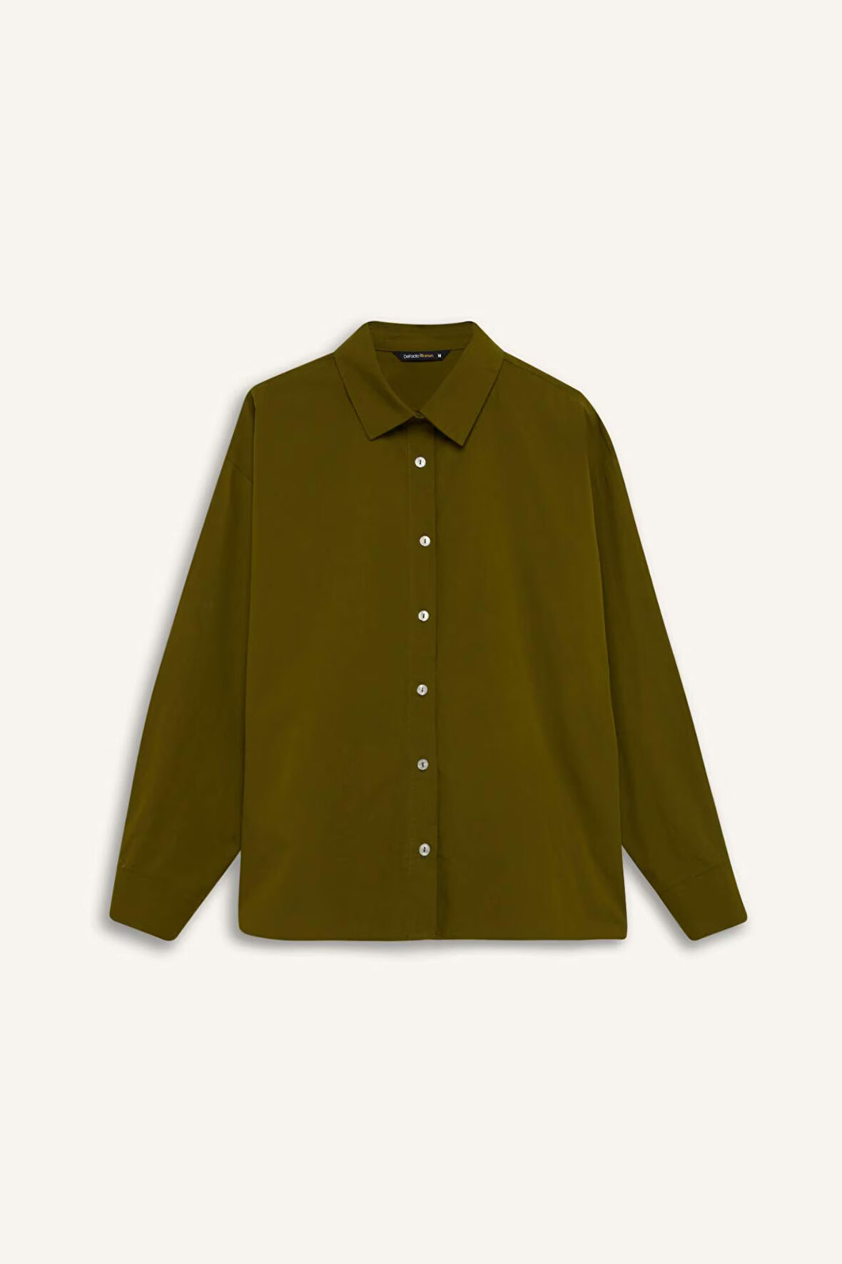 DeFacto Oversize Geniş Kalıp Poplin Basic Düz Uzun Kollu Gömlek E2677AX24WNKH451