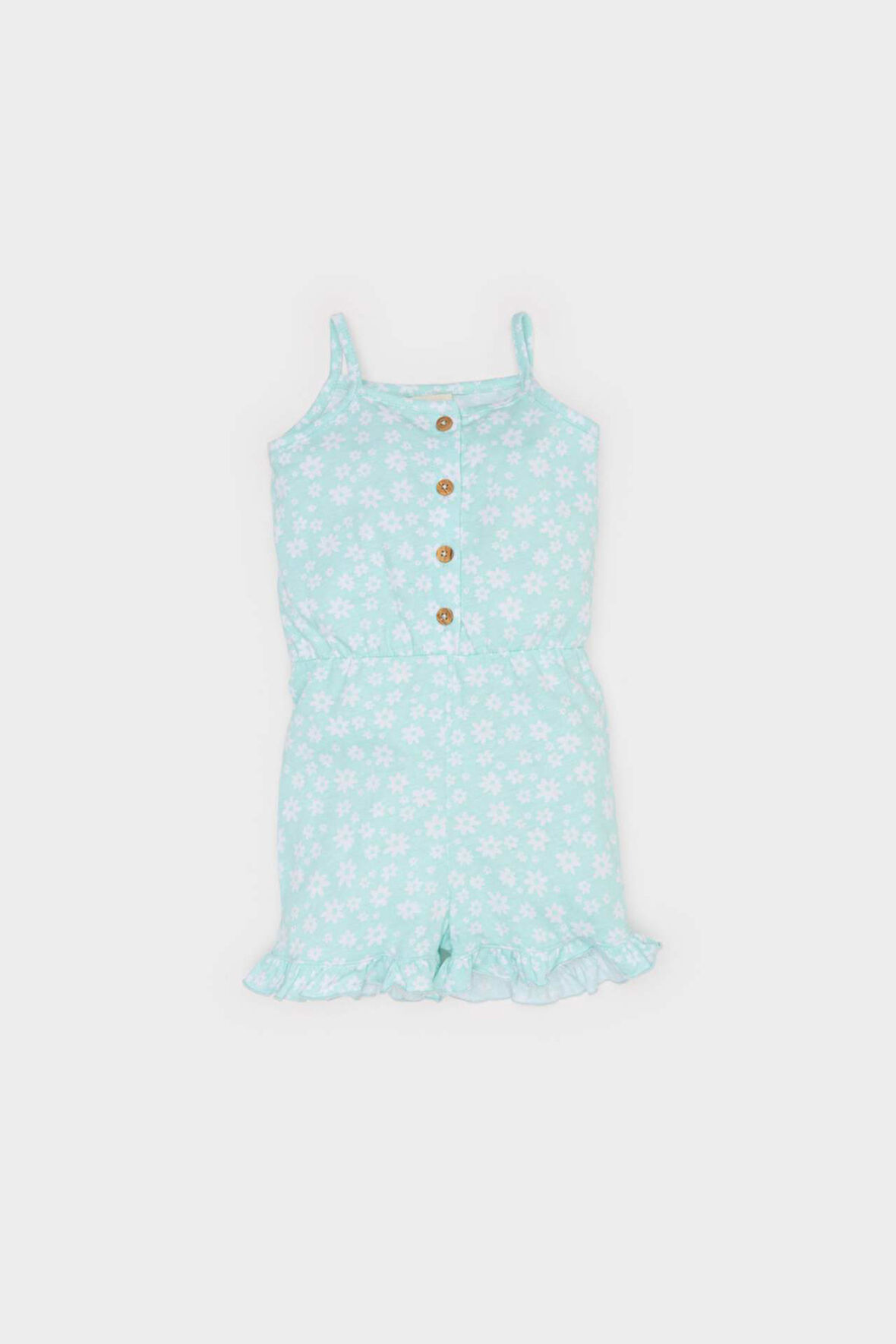 Kız Bebek Desenli Askılı Tulum