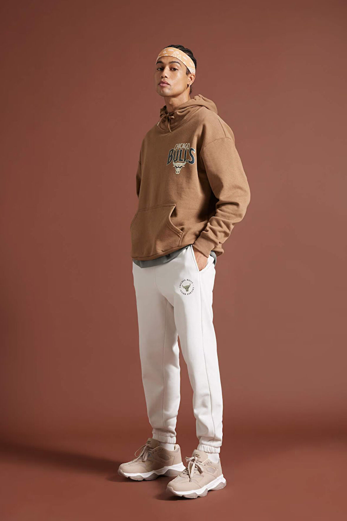DeFactoFit NBA Chicago Bulls Standart Fit Cepli Esnek Bantlı Paça Jogger Eşofman Altı