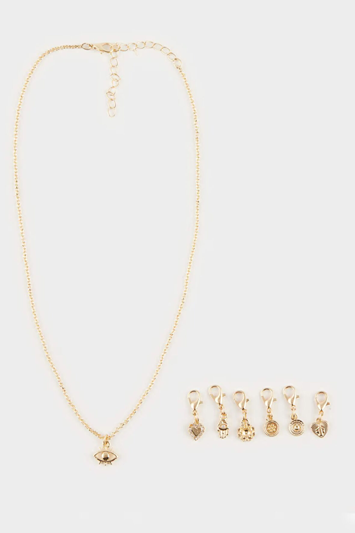 Kadın Gold Detaylı Değiştirilebilir Uçlu Charm Kolye