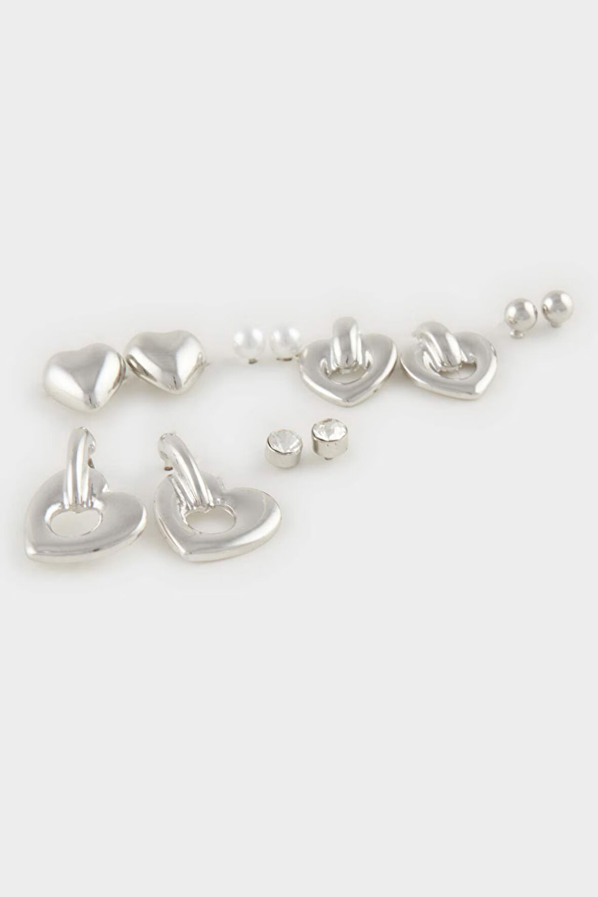 Kadın 6'lı Kalpli Silver Küpe