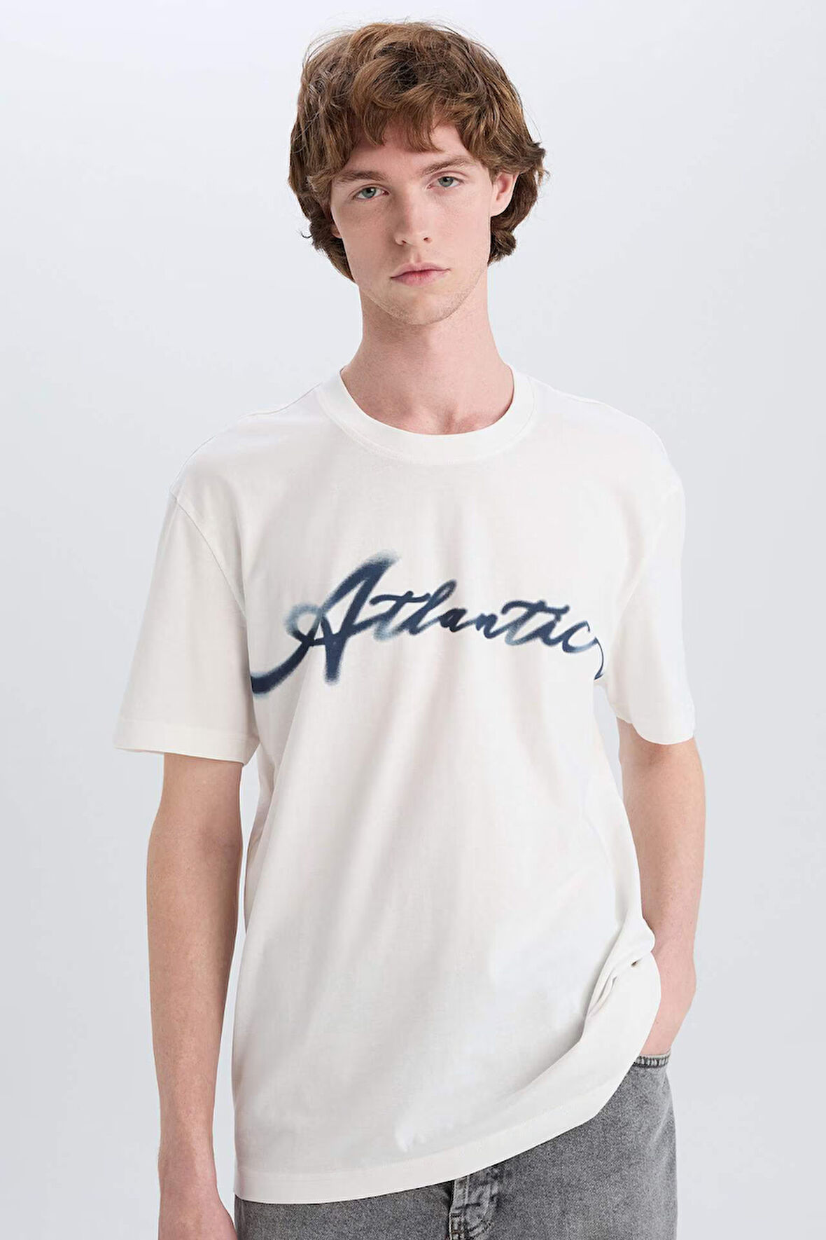 %100 Pamuk Regular Fit Bisiklet Yaka Baskılı Kısa Kollu Tişört