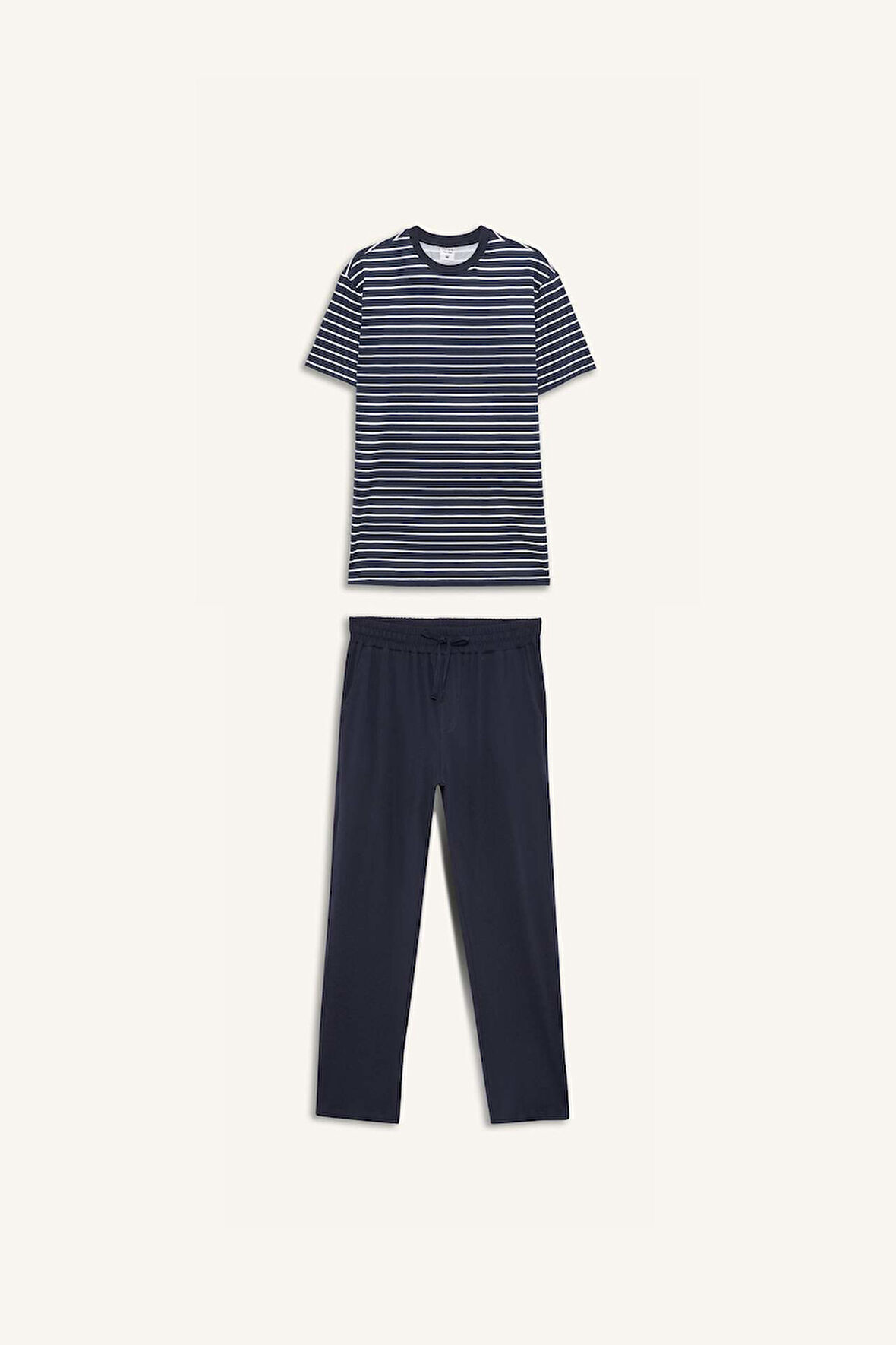 Pijama Takımı Regular Fit Çizgili Kısa Kollu Üst Uzun Alt