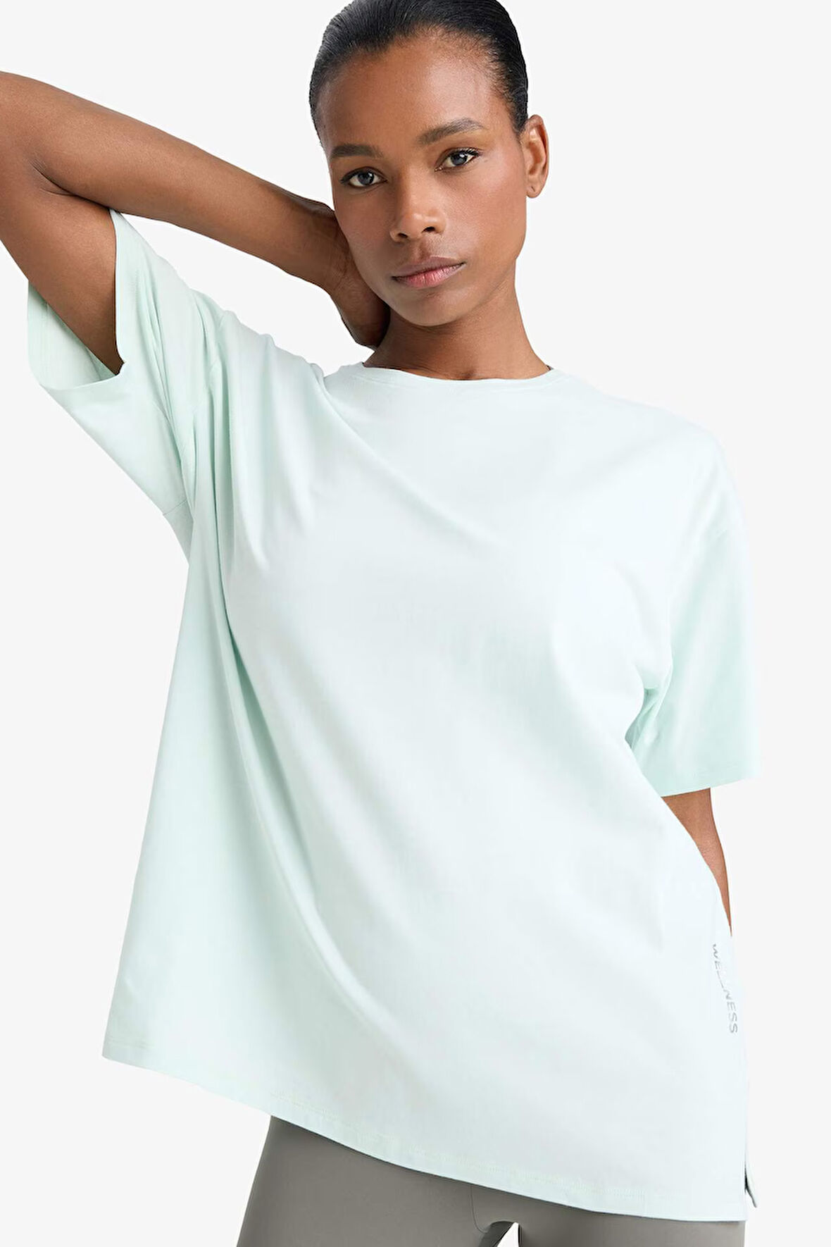 DeFactoFit Comfort Fit Bisiklet Yaka Basic Düz Sporcu Kısa Kollu Tişört E3494AX25SMGN1114