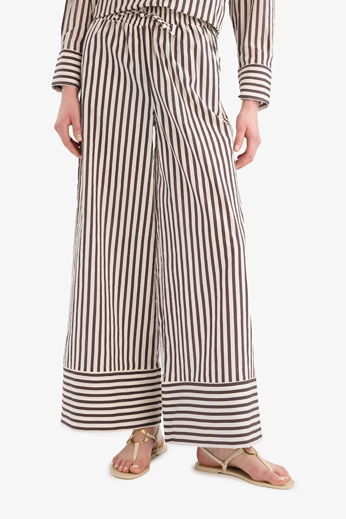 Wide Leg Kumaş Pantolon Çift Cepli Yüksek Bel Geniş Paça