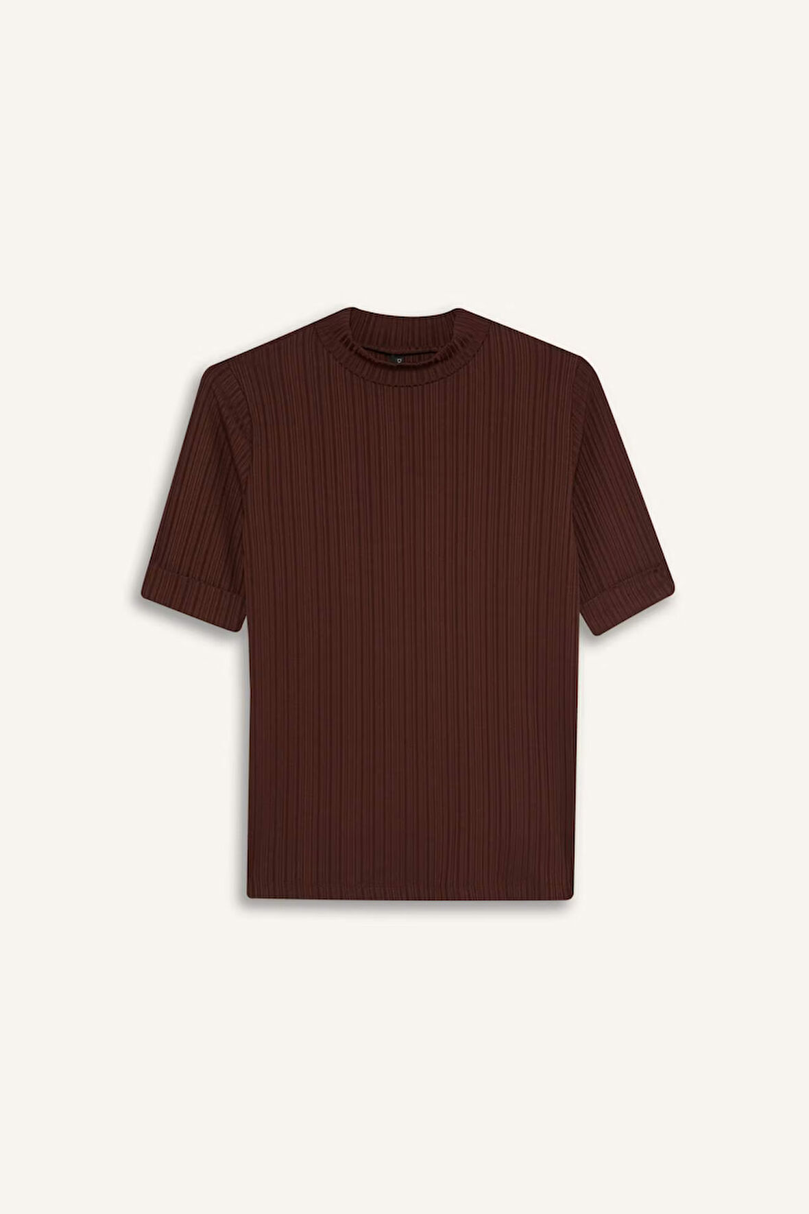 Regular Fit Yarım Balıkçı Yaka Fitilli Kaşkorse Kısa Kollu Tişört