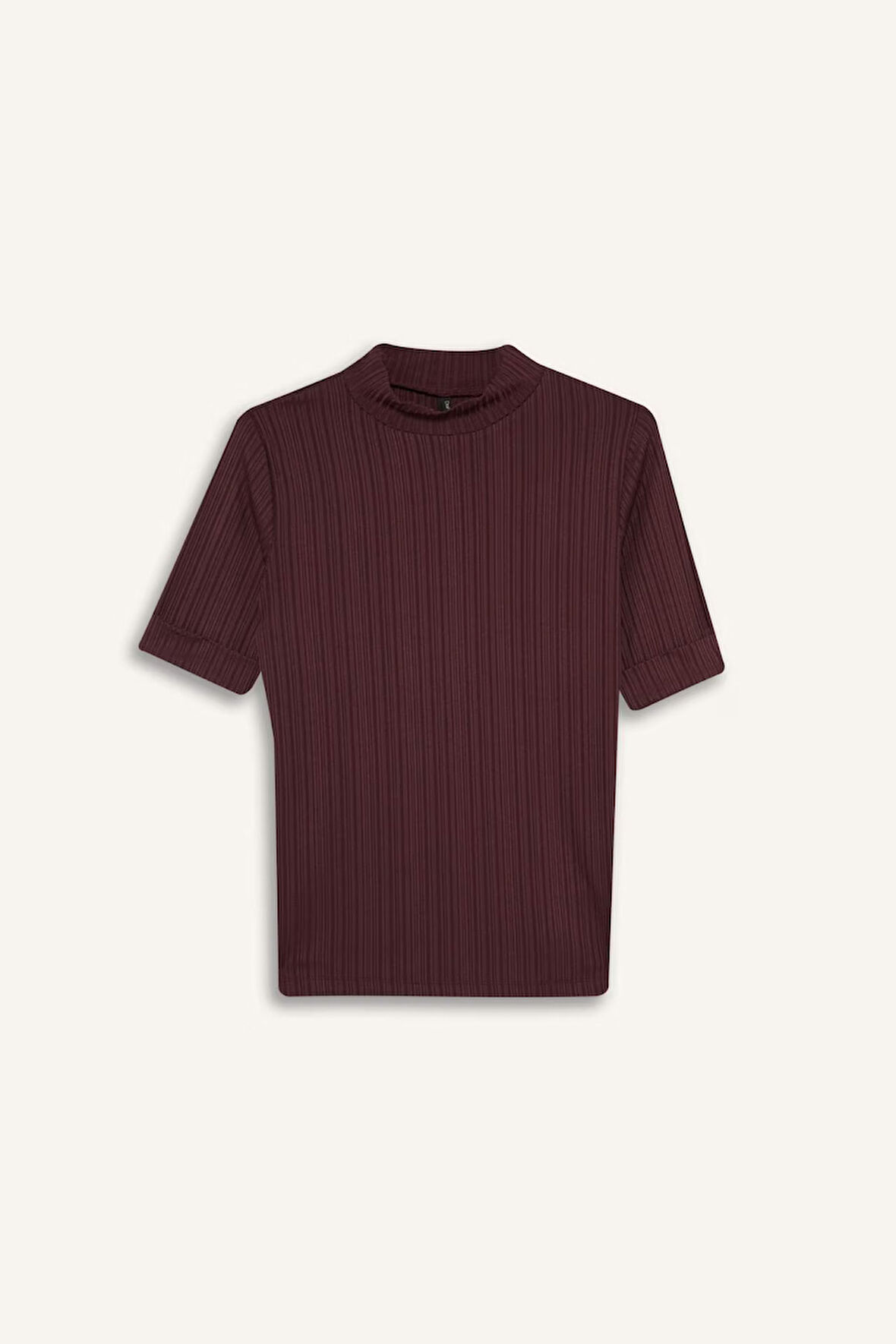 Regular Fit Yarım Balıkçı Yaka Fitilli Kaşkorse Kısa Kollu Tişört