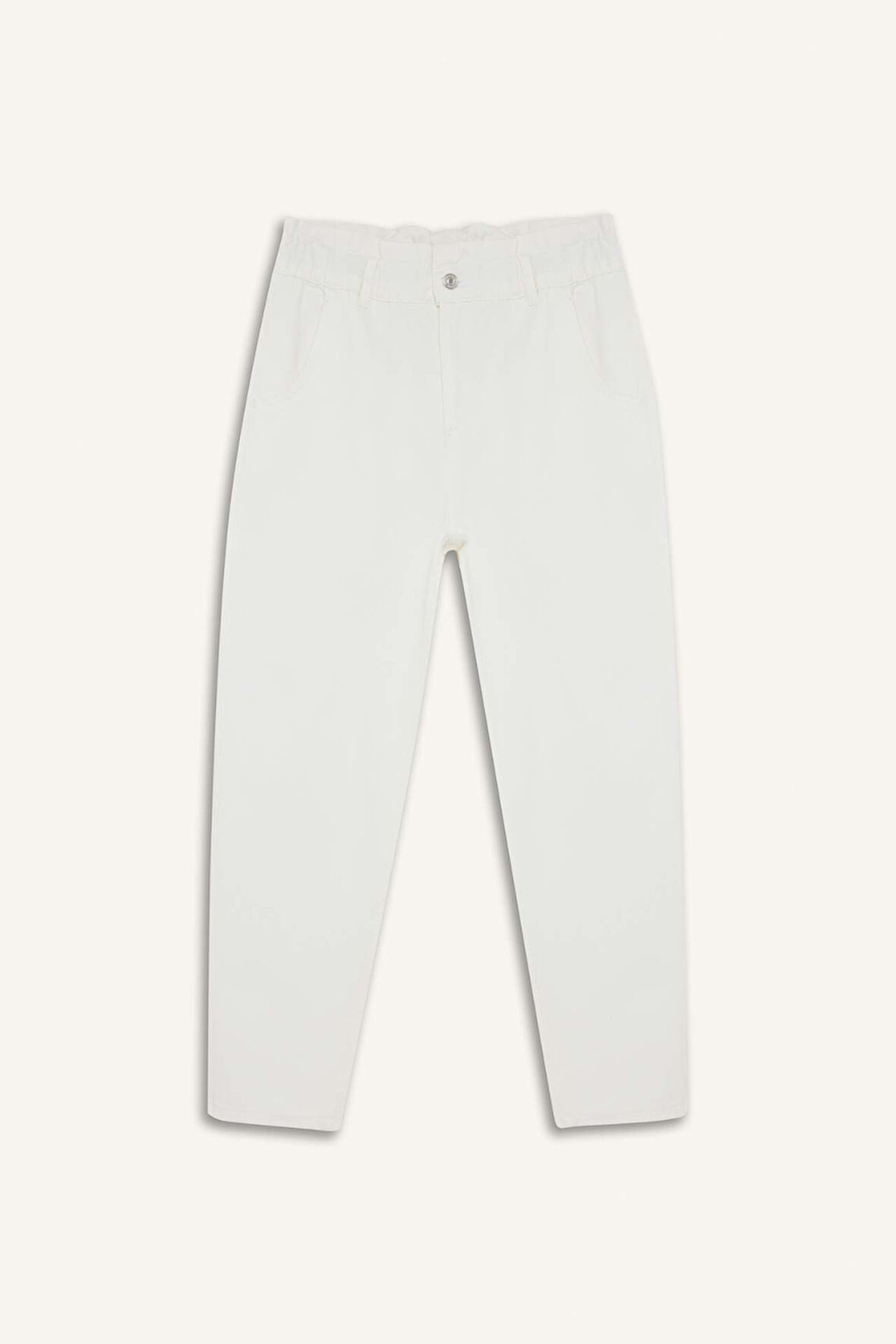 DeFacto Paperbag Beli Lastikli Bilek Boy Jean Pantolon E8001AX25SMWT1