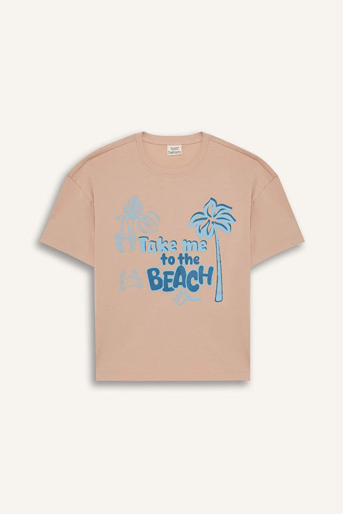 DeFacto Kız Çocuk Relax Fit Bisiklet Yaka Baskılı Kısa Kollu Tişört E0389A825SMPN287