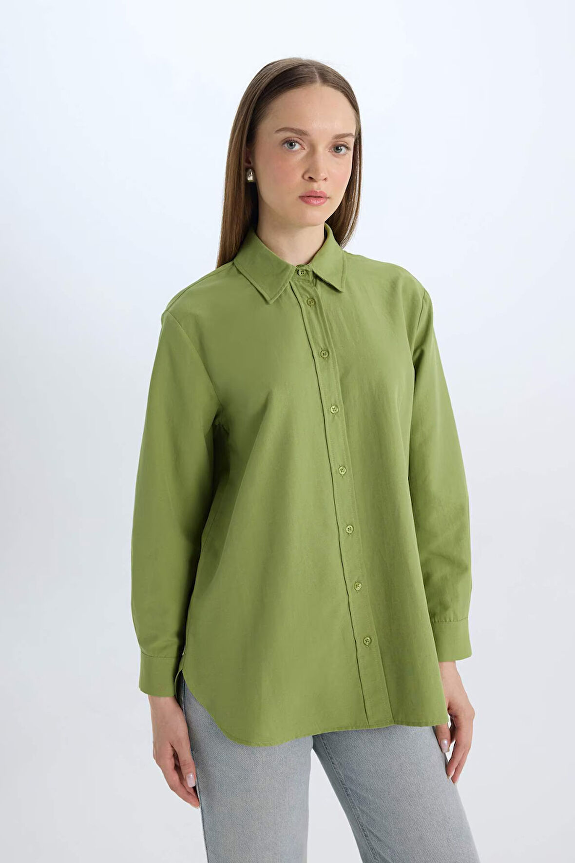 Relax Fit Poplin Uzun Kollu Beyaz Gömlek Tunik