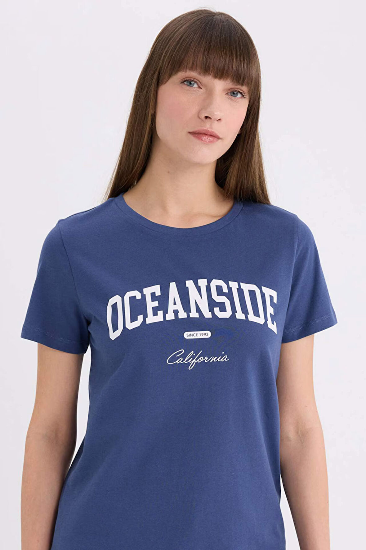 Regular Fit Bisiklet Yaka Baskılı Penye Kısa Kollu Tişört