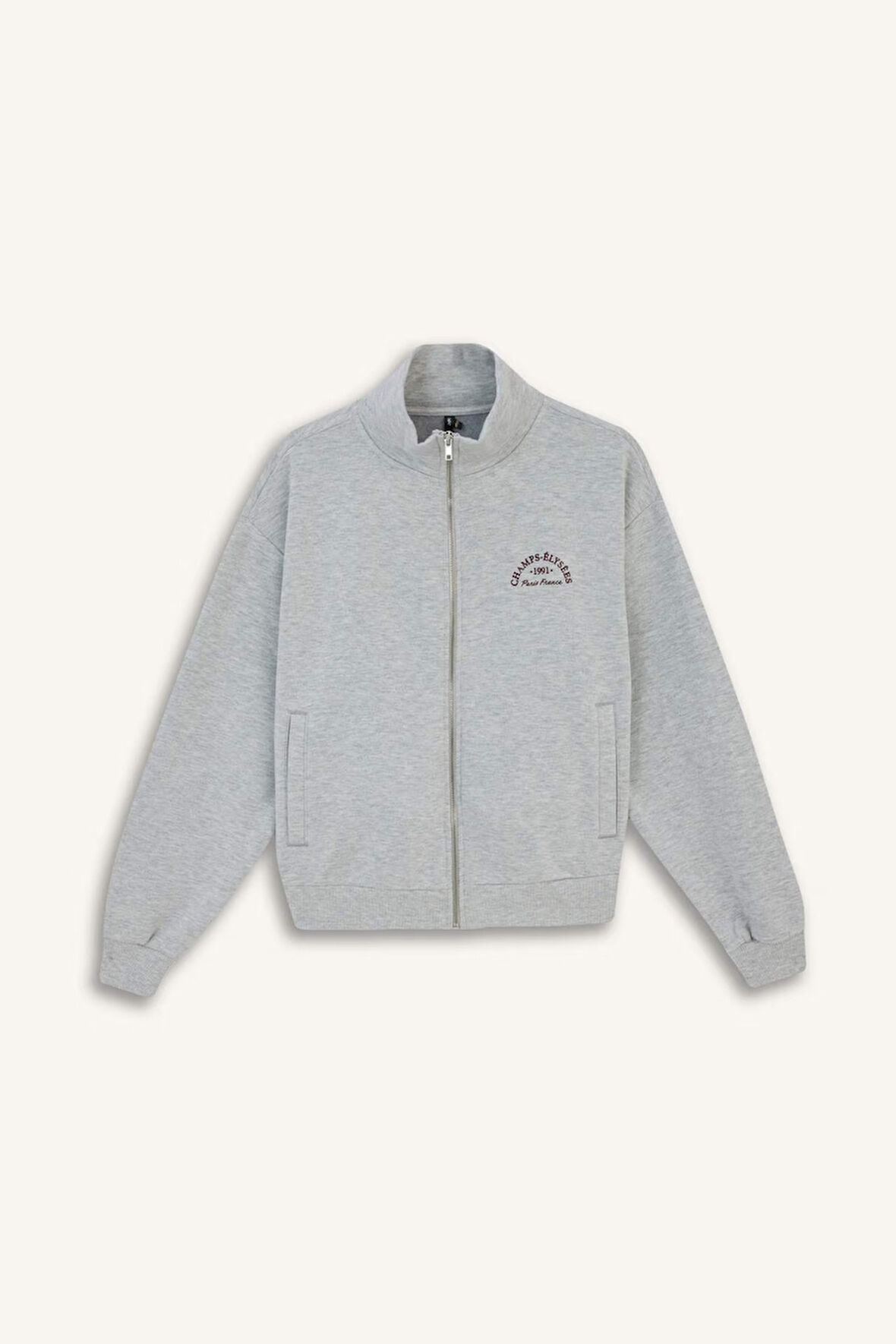 Relax Fit Yarım Balıkçı Yaka Baskılı Kalın Fermuarlı Sweatshirt 