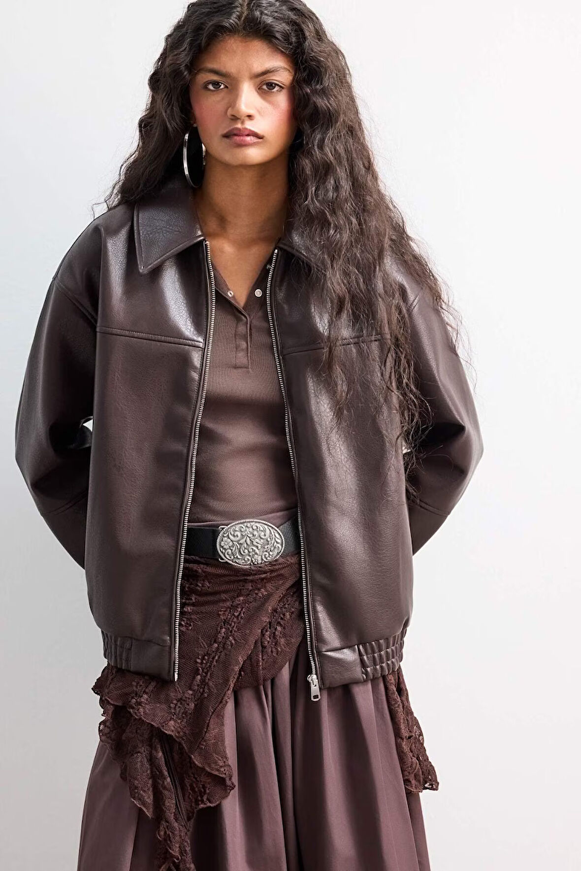 Dad Fit Polo Yaka Suni Deri Mont