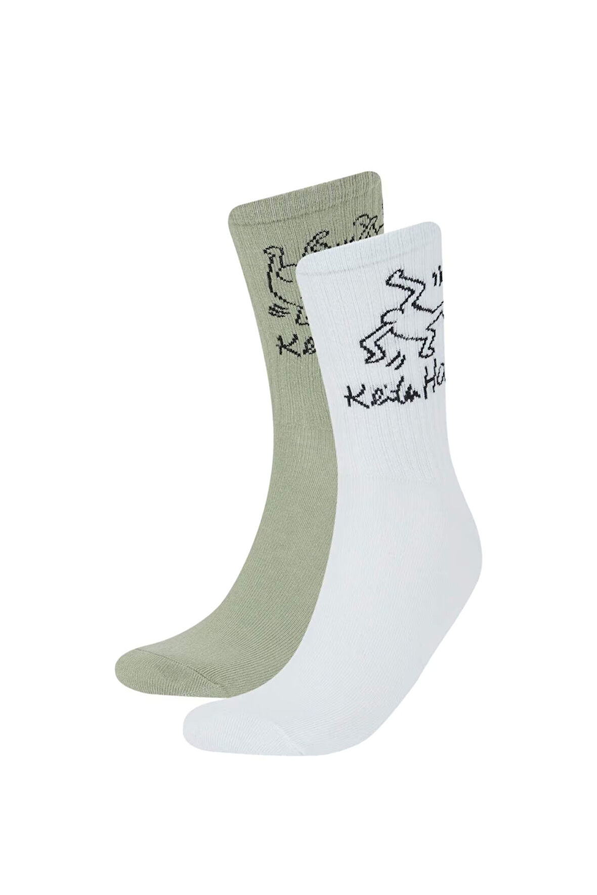 Erkek Keith Haring 2'li Pamuklu Uzun Çorap