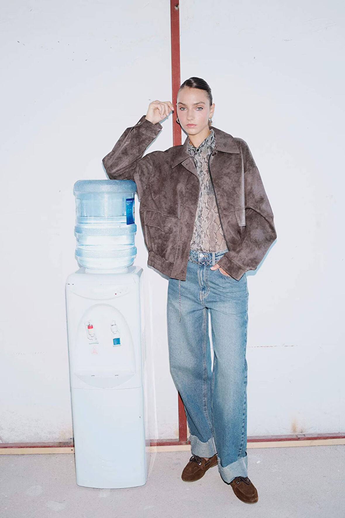 Baggy Fit Yüksek Bel Katlamalı Paça Jean Kar Yıkamalı Pantolon