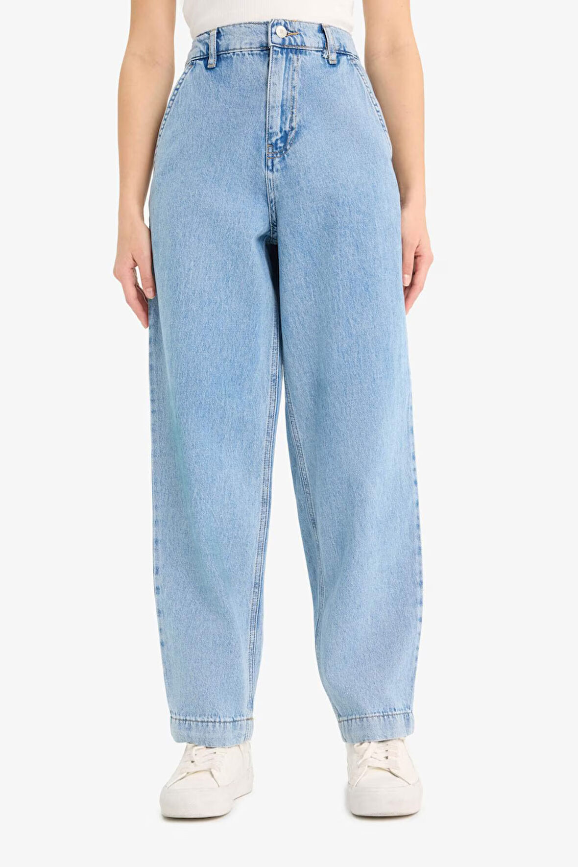 Carrot Fit  Beli Lastikli Bilek Boy Jean Yıkamalı Pantolon