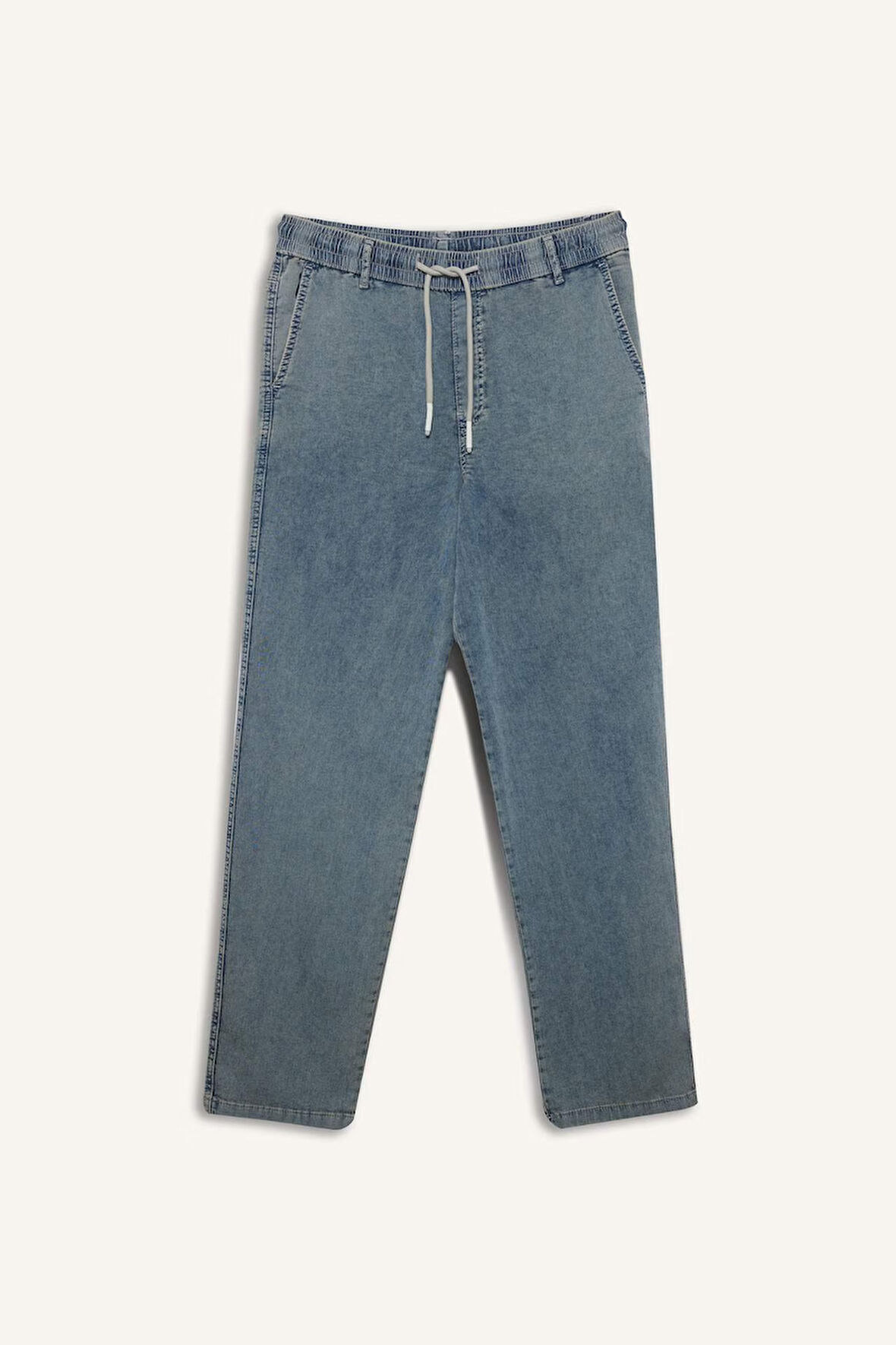 DeFacto Yazlık Wide Leg Geniş Kalıp Beli Lastikli Geniş Paça Jean Kar Yıkamalı Pantolon F2967AX25SPNM39