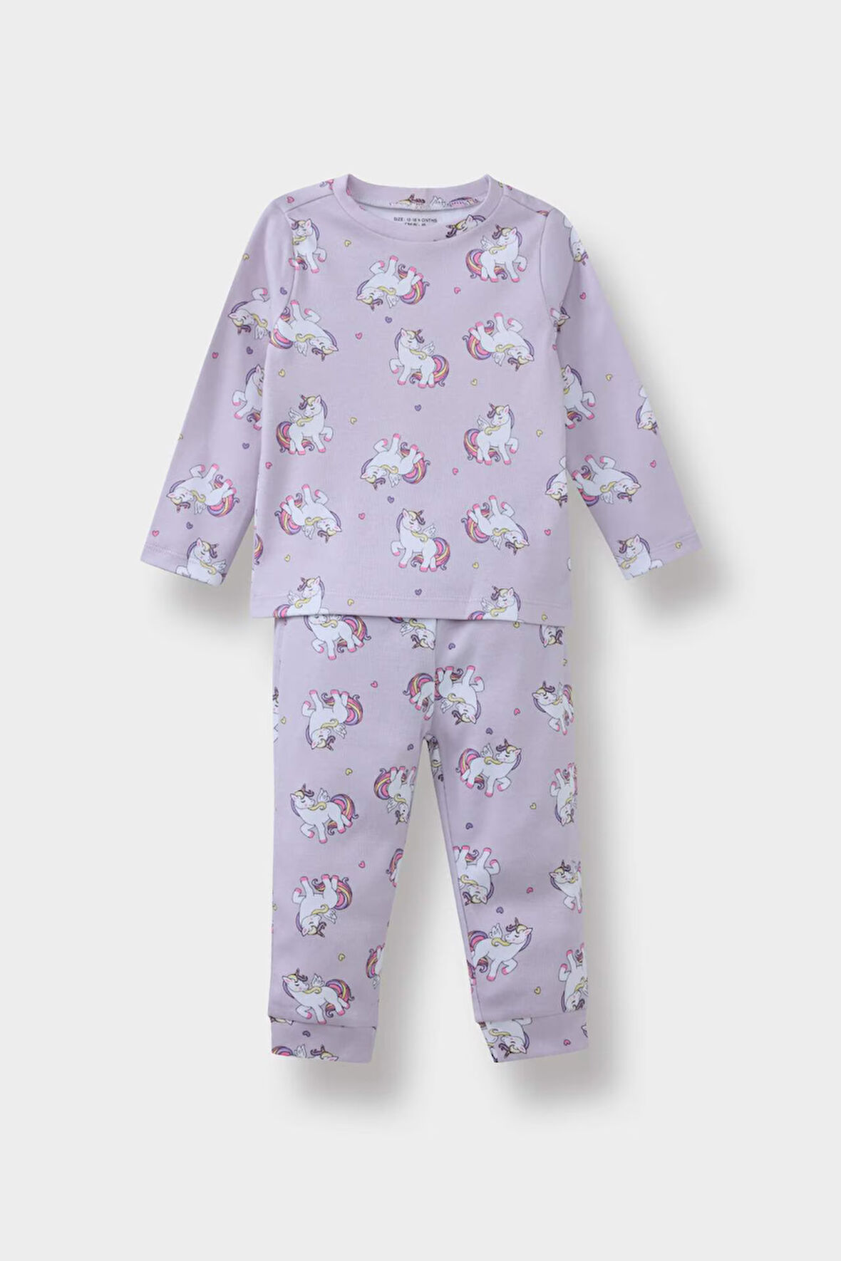 Kız Bebek Pijama Takımı Unicorn Baskılı Uzun Kollu Üst Uzun Alt