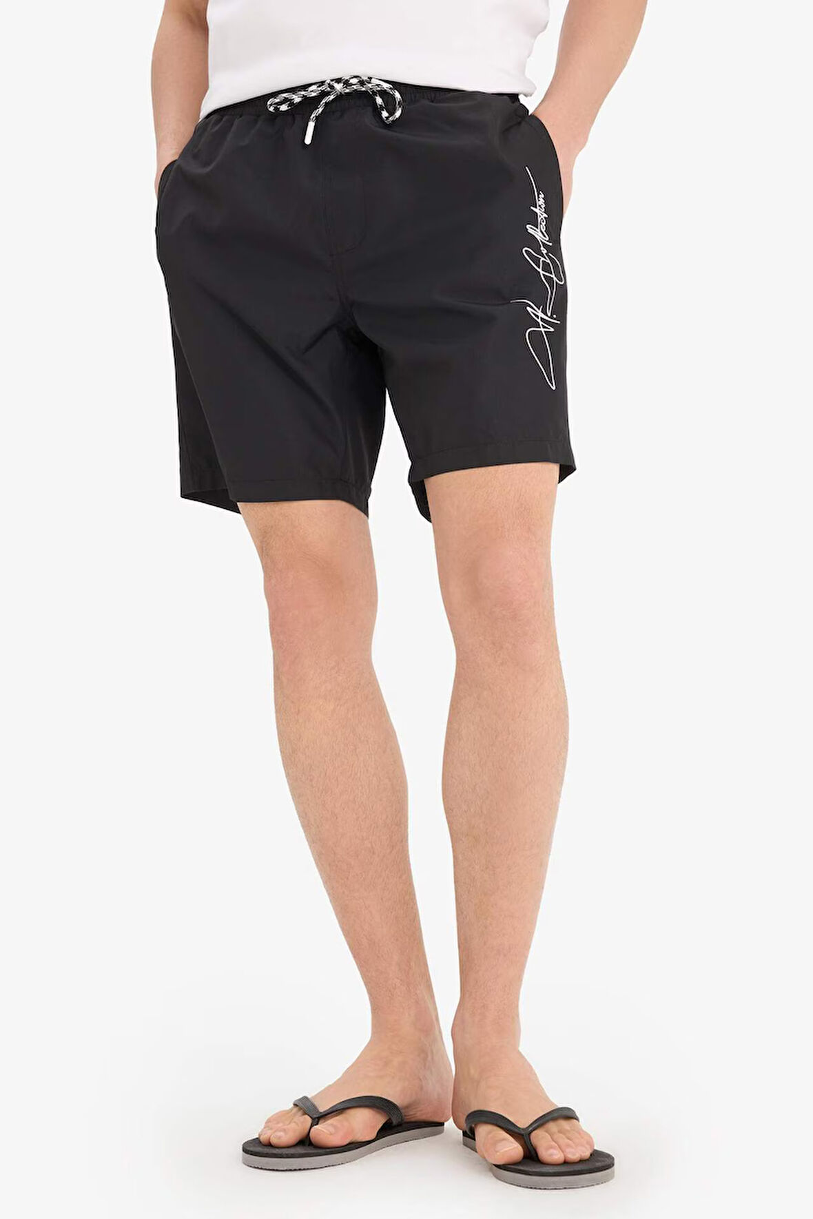 DeFacto Regular Fit File Astarlı Kısa Boy Deniz Şortu B7255AX25HSBK27