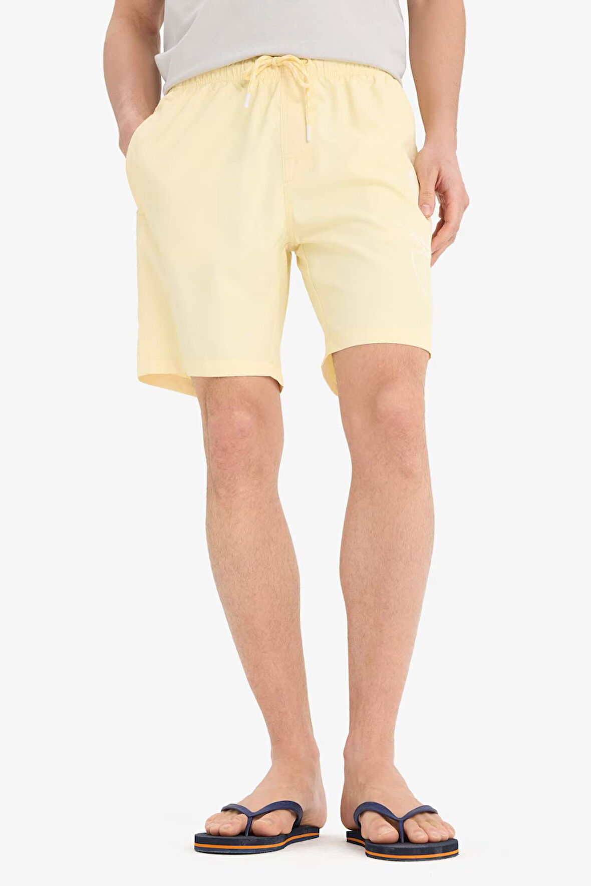 Regular Fit File Astarlı Kısa Boy Deniz Şortu