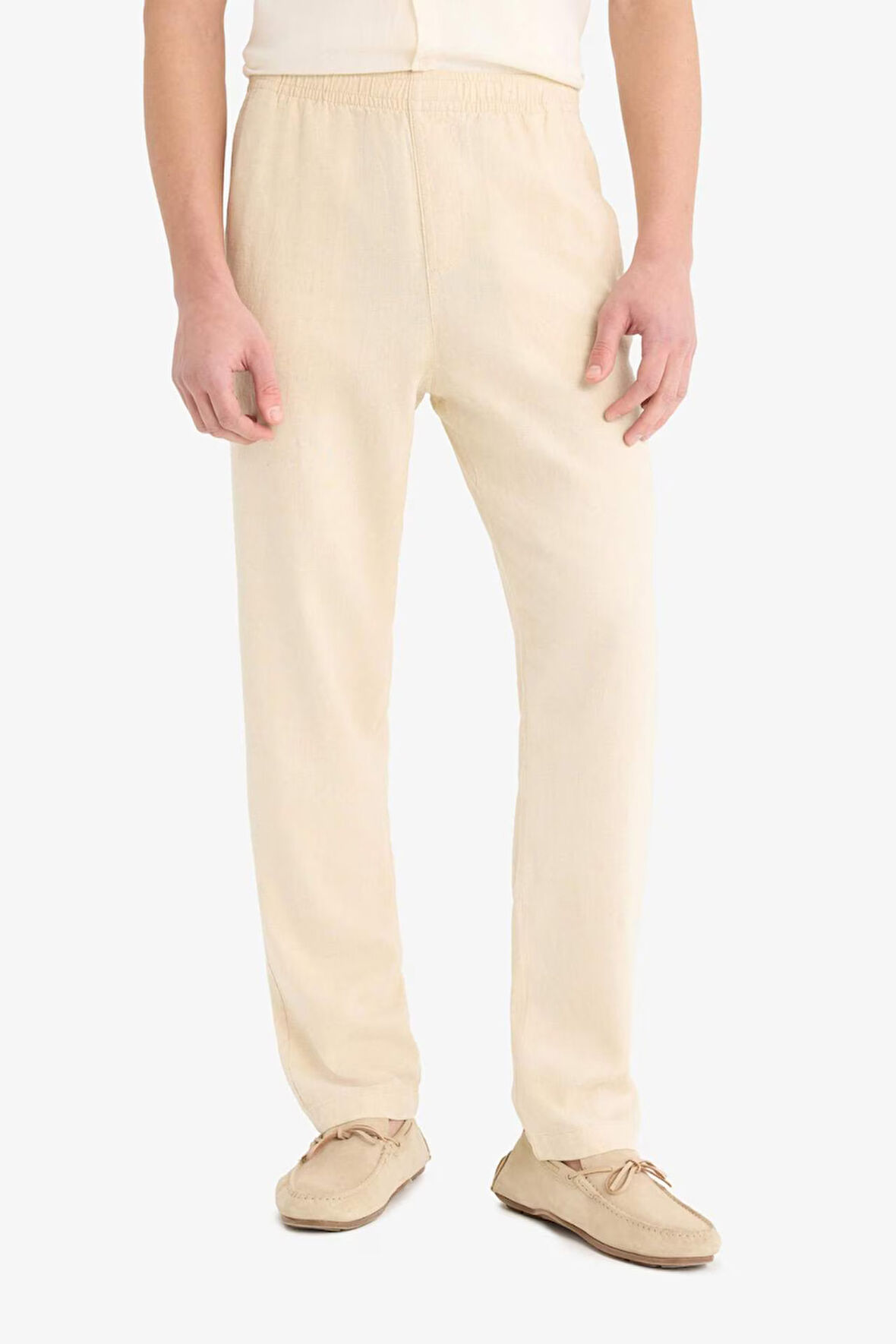 Relax Fit Rahat Kesim Dar Paça Keten Karışımlı Yazlık Pantolon