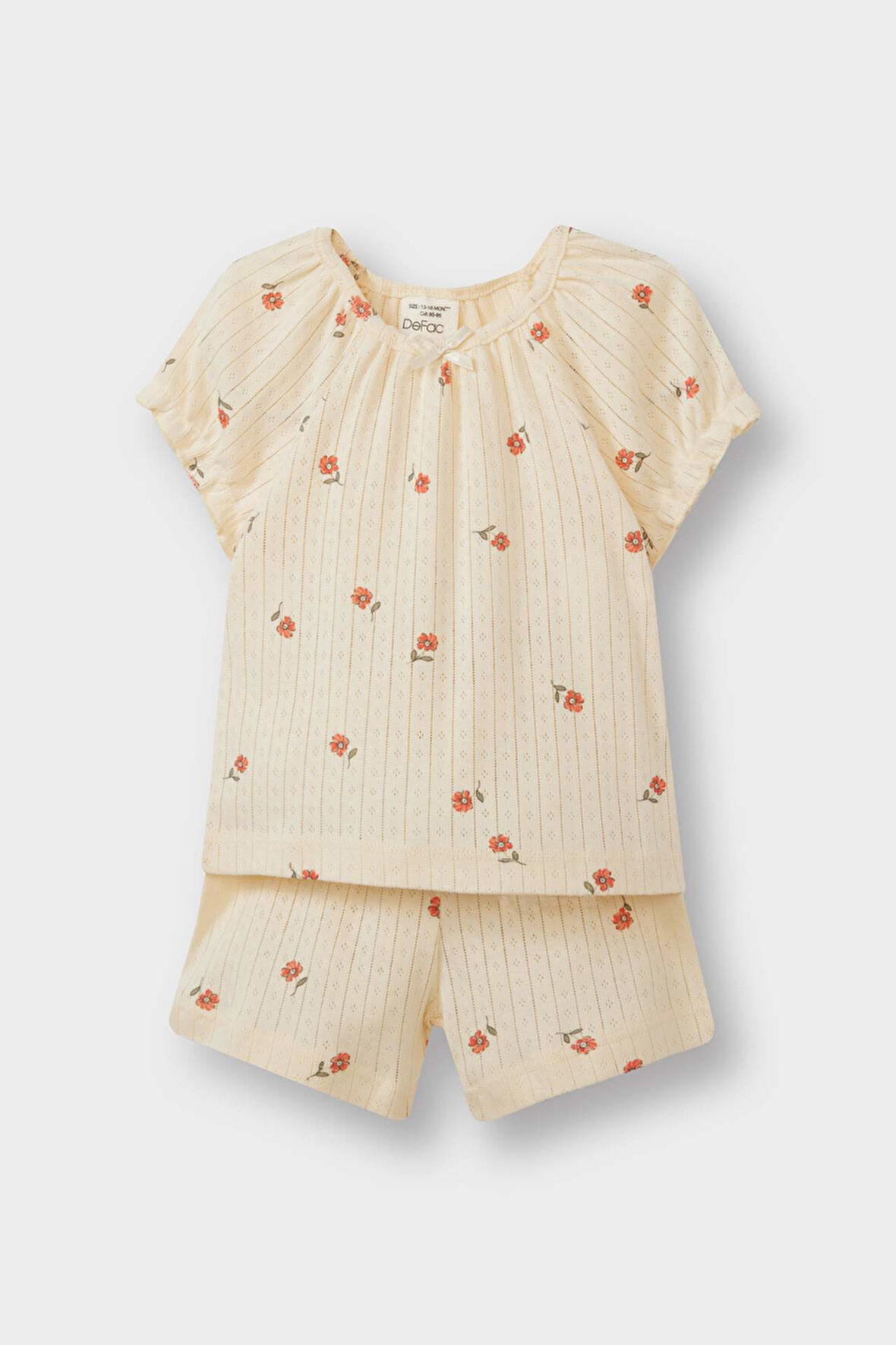 Kız Bebek Çiçekli Kısa Kollu Ribana 2'li Pijama Takımı