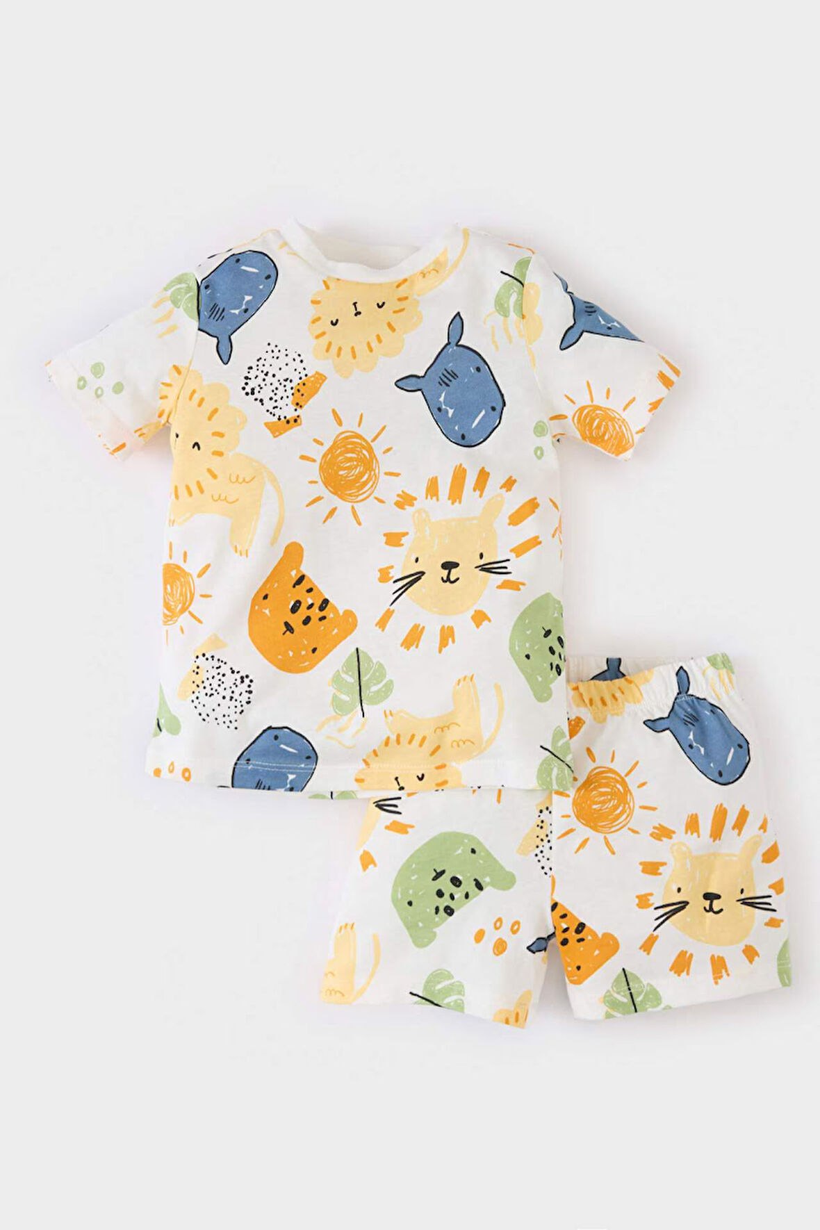 Erkek Bebek Slogan Baskılı Kısa Kollu Penye 2'li Pijama Takımı