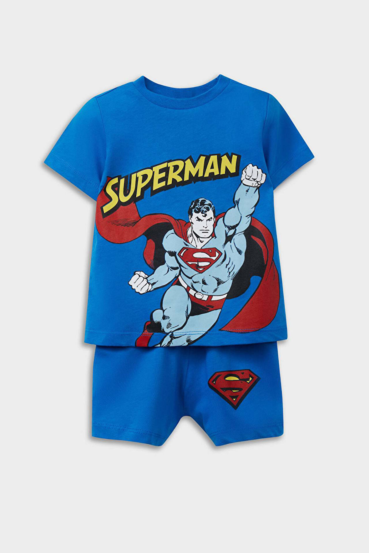 DeFacto Erkek Bebek Superman Pijama Takımı Kısa Kollu Penye Üst Beli Lastikli Şort E1189A525HSBE64