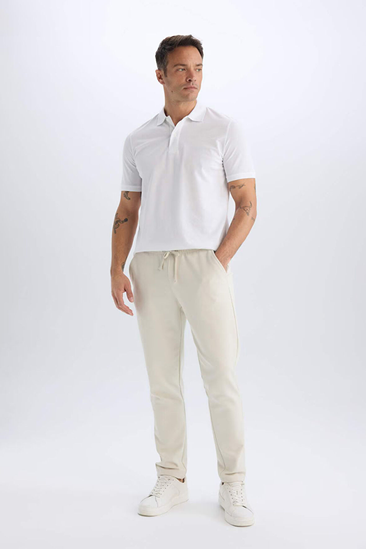 DeFacto Jogger Pantolon Basic Düz Beli Bağcıklı Cepli Düz Paça C6022AX25SPBG74
