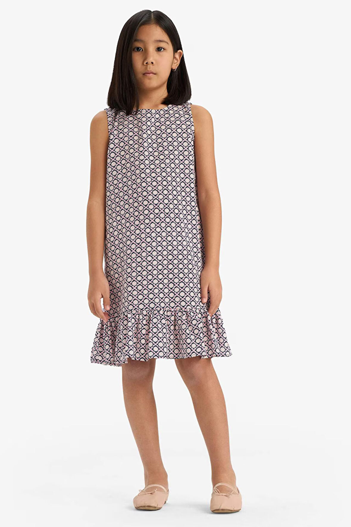 DeFacto Kız Çocuk Desenli Viskon Kolsuz Yazlık Elbise E7498A825SMPN452