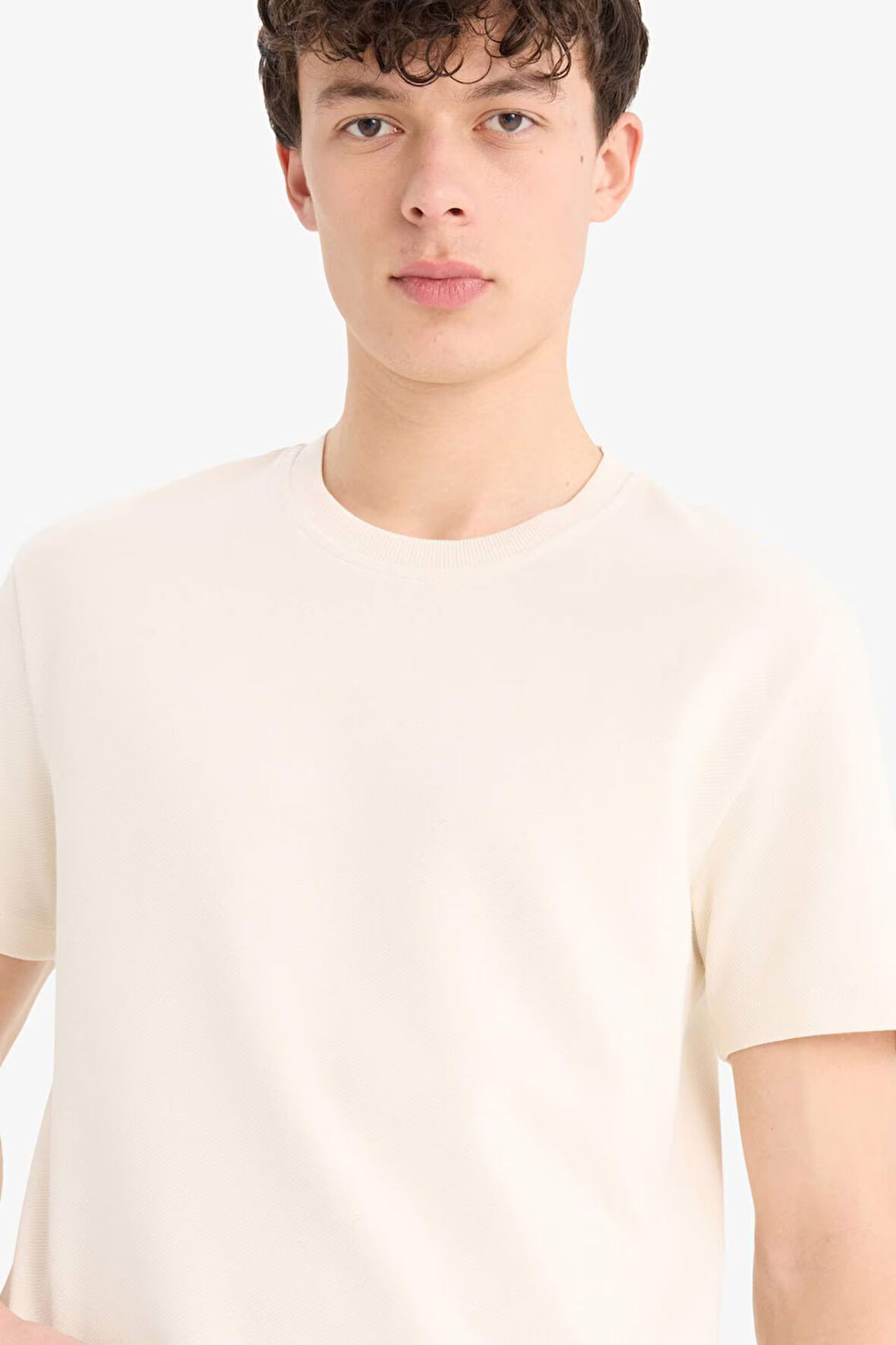 Regular Fit Bisiklet Yaka Basic Düz Kısa Kollu Twill Tişört