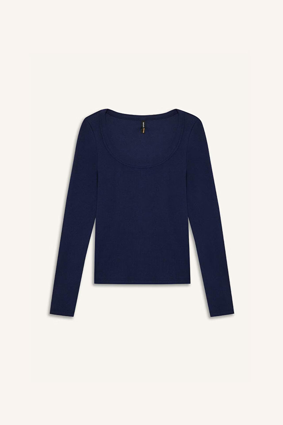 Slim Fit Dar Kesim Basic Düzl Fitilli Kaşkorse Uzun Kollu Tişört