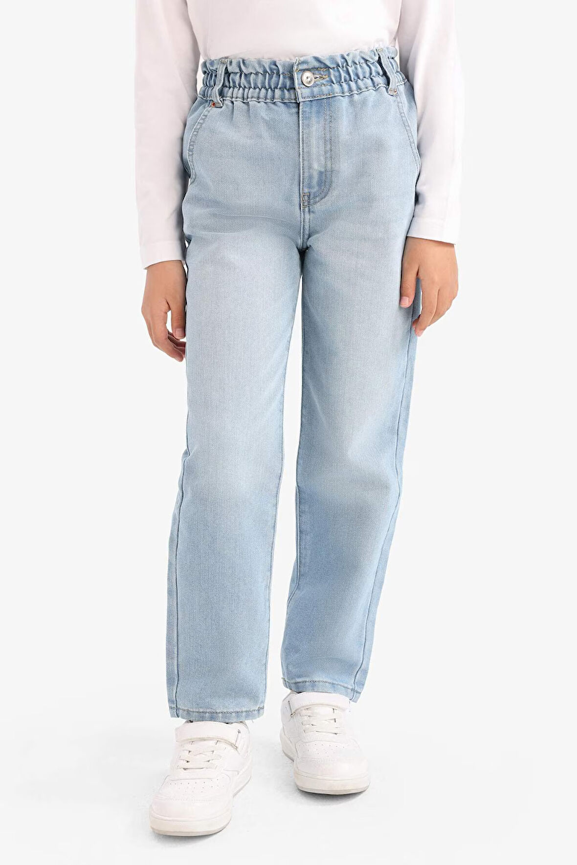 Kız Çocuk Paperbag Standart Paça Jean Pantolon