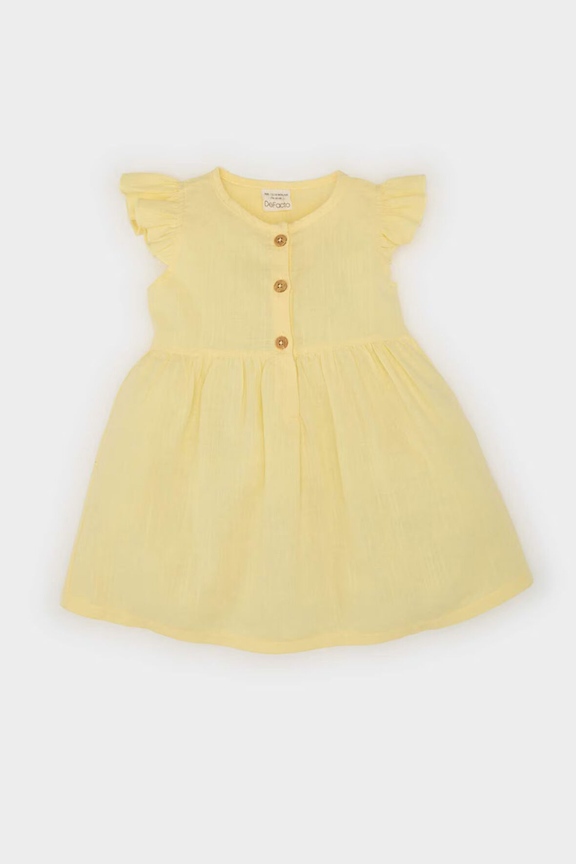 DeFacto Kız Bebek Basic Düz Kısa Kollu Flamlı Poplin Elbise Z7402A225SMYL118