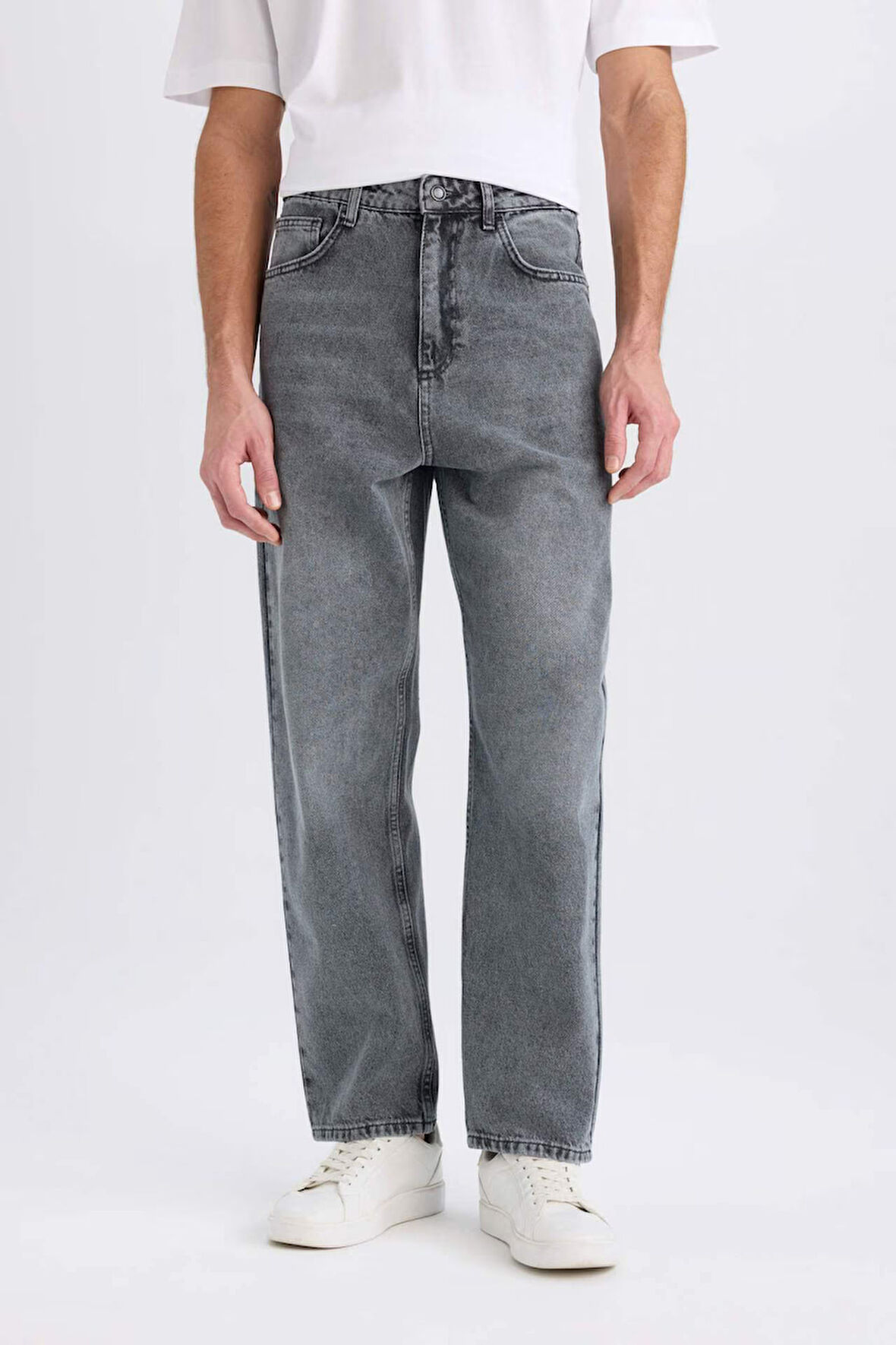 DeFacto Baggy Fit Geniş Kalıp Normal Bel Geniş Paça Jean Yıkamalı Pantolon E8503AX24WNNM55