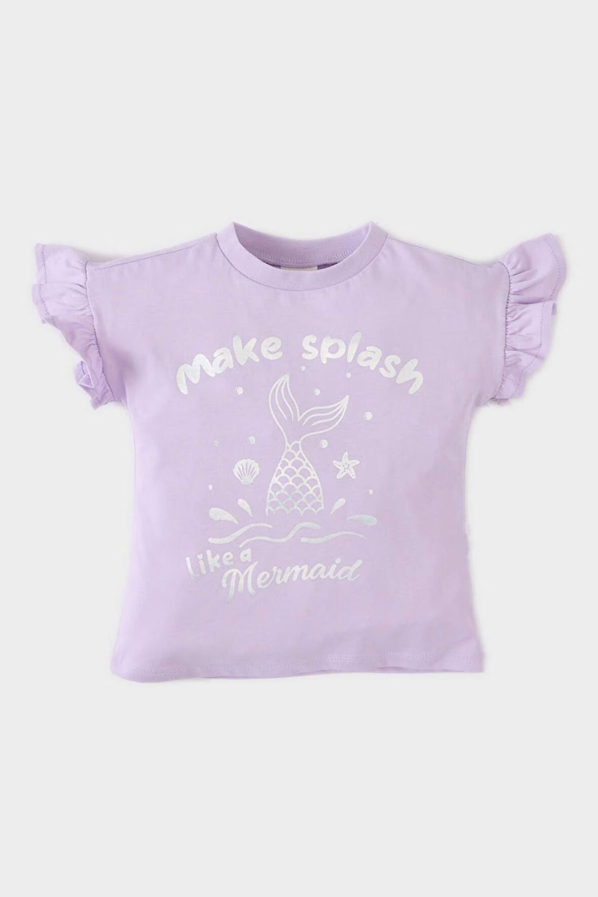 Kız Bebek Regular Fit Bisiklet Yaka Slogan Baskılı Kısa Kollu Tişört