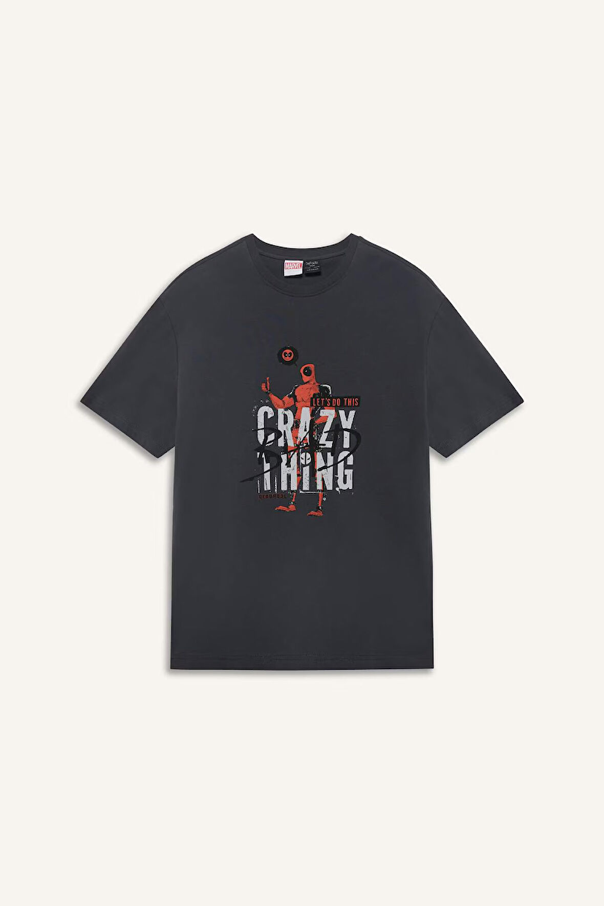 Deadpool Regular Fit Bisiklet Yaka Baskılı Kısa Kollu Tişört