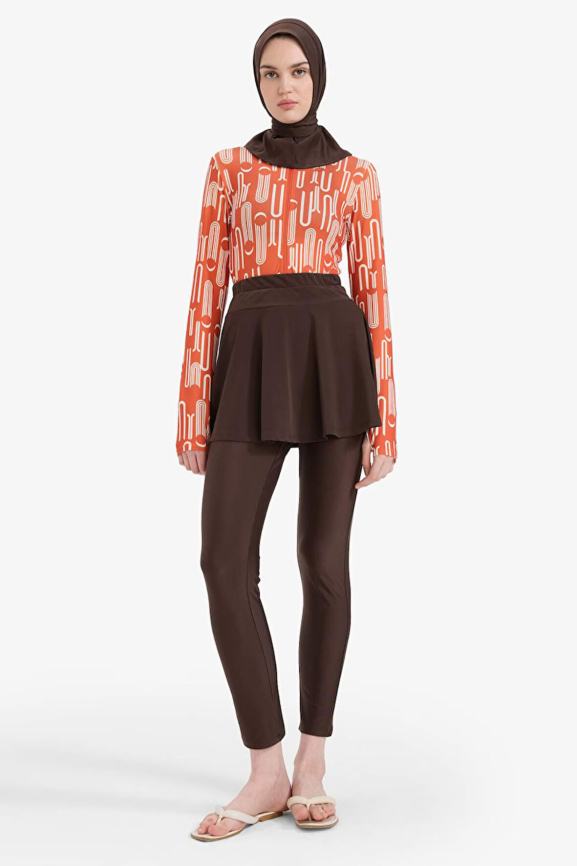 Regular Fit Baskılı Hızlı Kuruyan Su İtici 5'li Burkini Takım