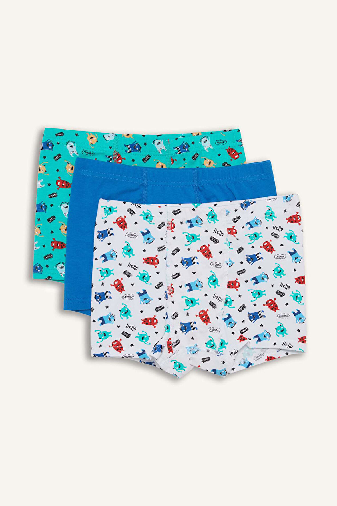 DeFacto Erkek Çocuk Canavar Baskılı 3'lü Boxer E6872A825SPWT34
