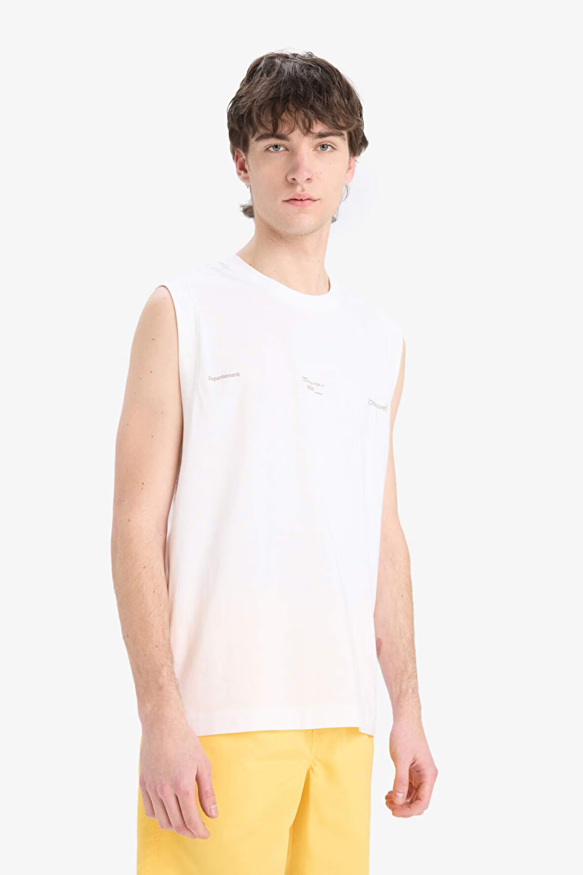 DeFacto %100 Pamuk Boxy Fit Baskılı Bisiklet Yaka Atlet E3218AX25HSWT34