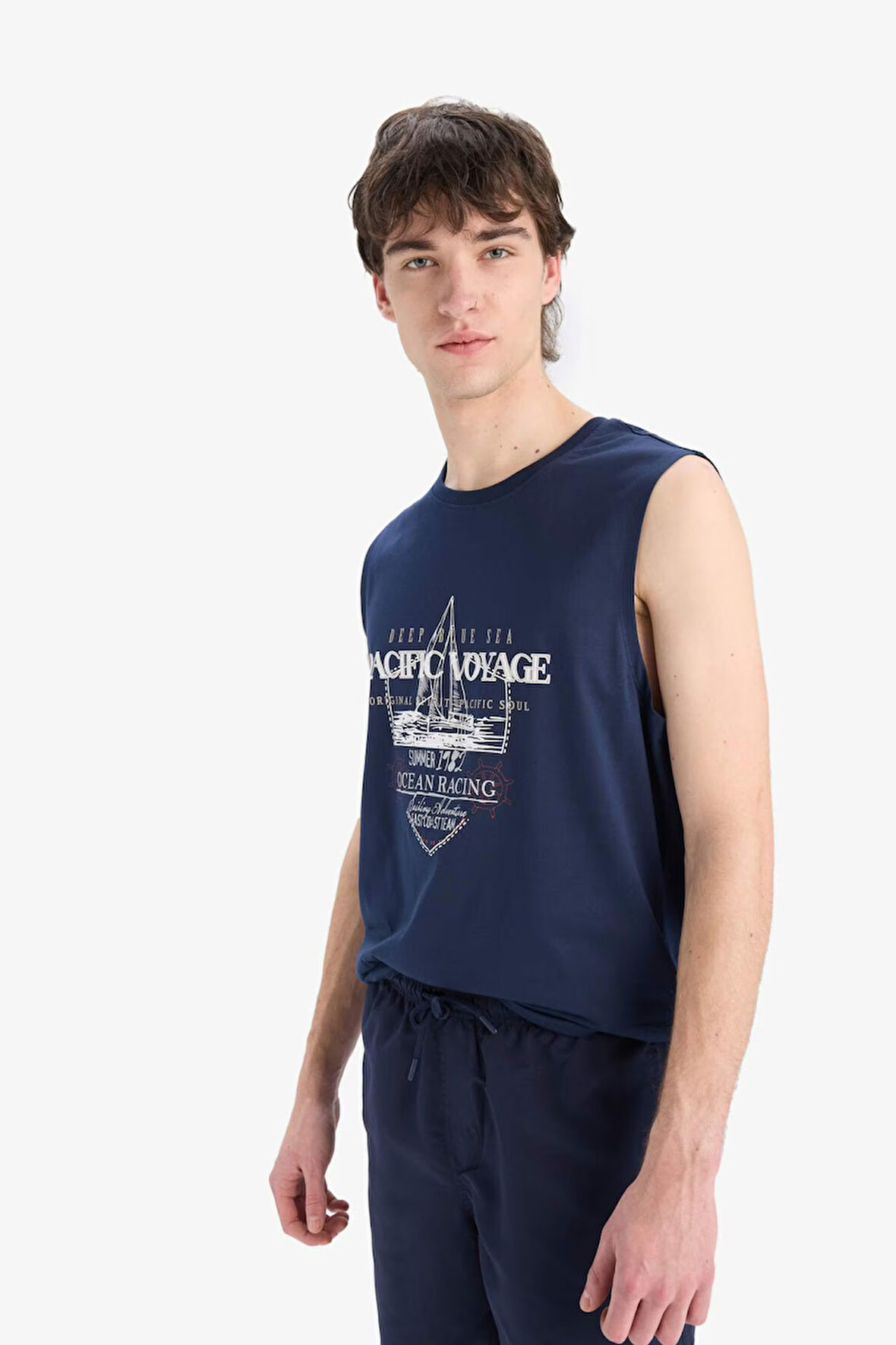 DeFacto %100 Pamuk Regular Fit Bisiklet Yaka Baskılı Atlet E3219AX25HSNV256