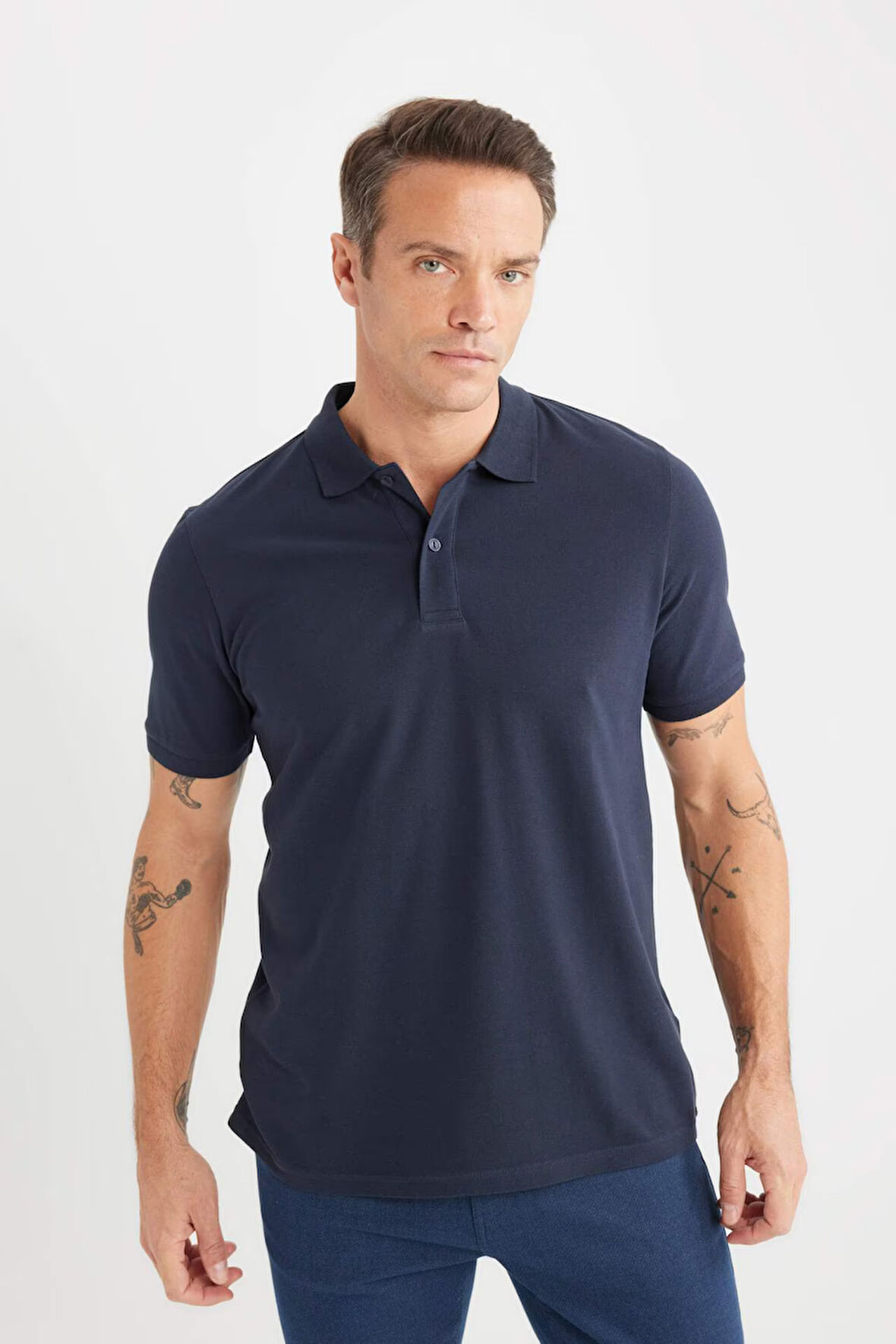 DeFacto Regular Fit Kısa Kollu Basic Düz Pike Kumaş Polo Tişört C1293AX25SPNV71